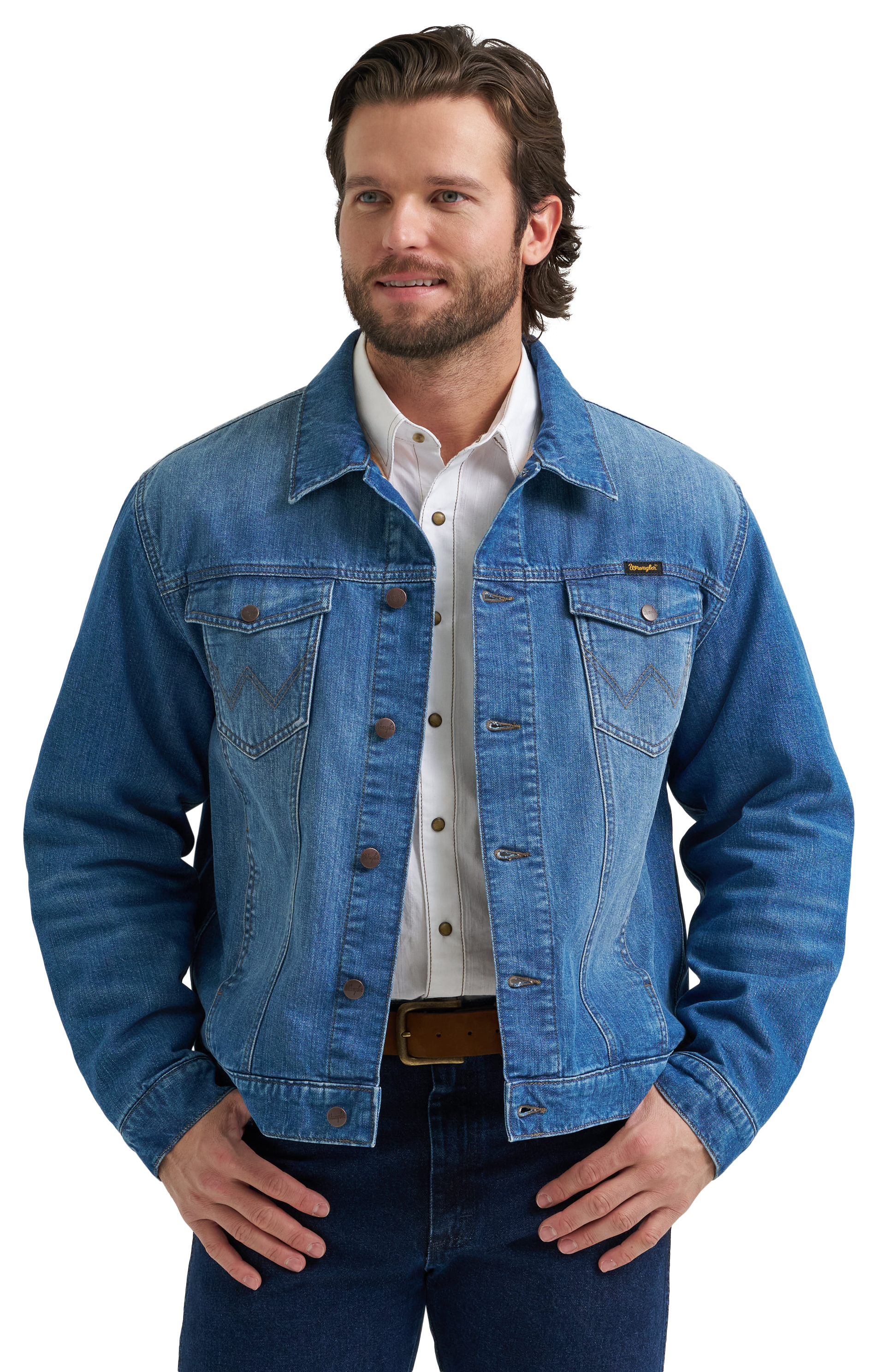 Wrangler Cowboy Cut Flannel-Lined Denim Jacket - Blue Indigo