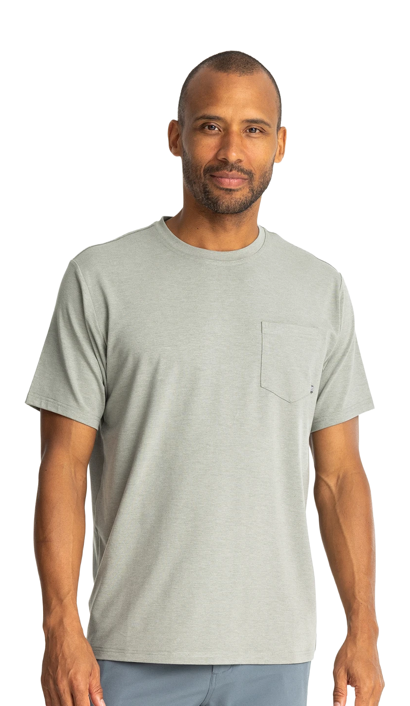 Image of Free Fly Bamboo Flex Pocket Short-Sleeve T-Shirt - Heather Agave Green
