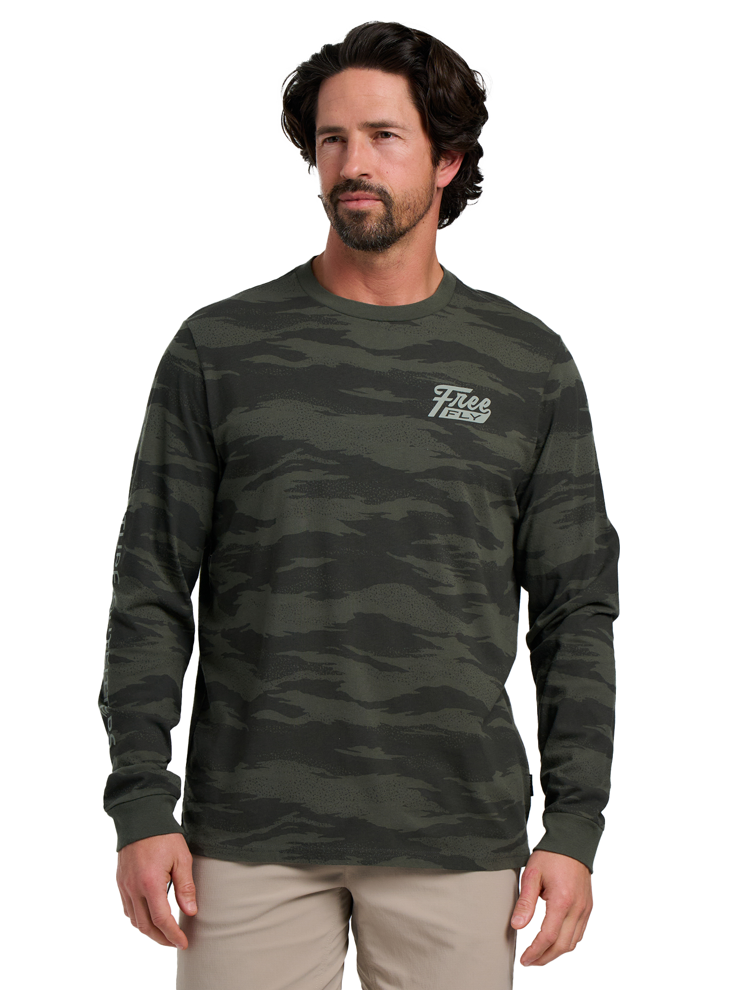 Image of Free Fly Hydro Mist Camo Long-Sleeve Shirt - Hydro Mist Camo Dark Forest