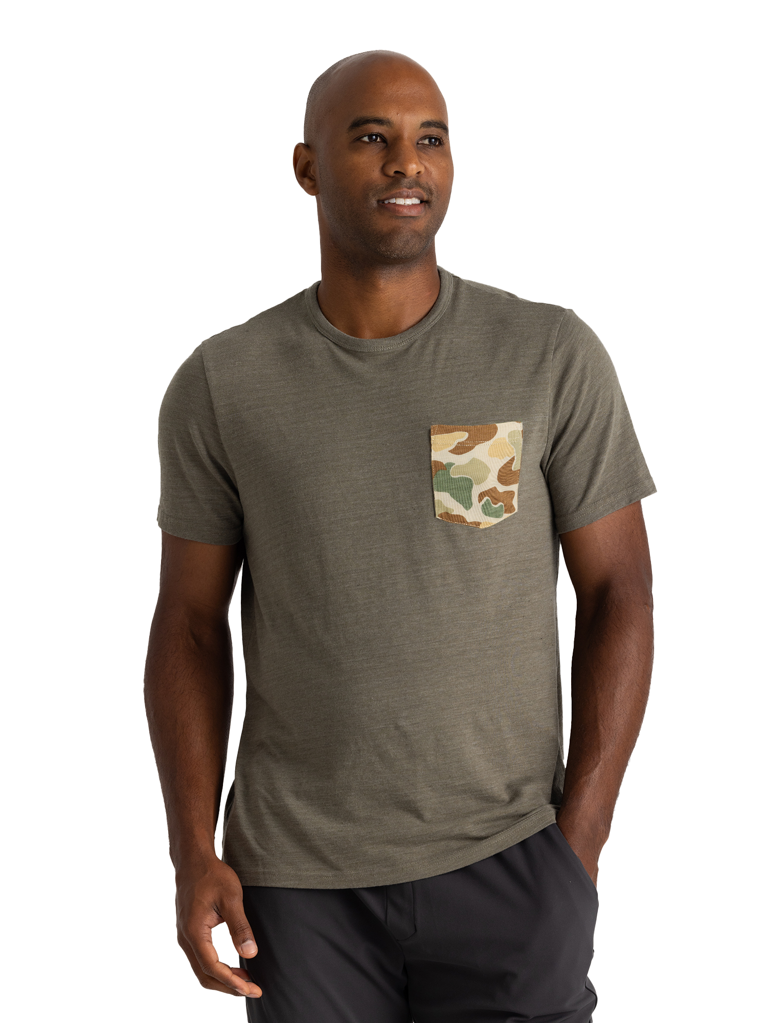 Image of Free Fly Redfish Camo Pocket Short-Sleeve T-Shirt - Heather Fatigue
