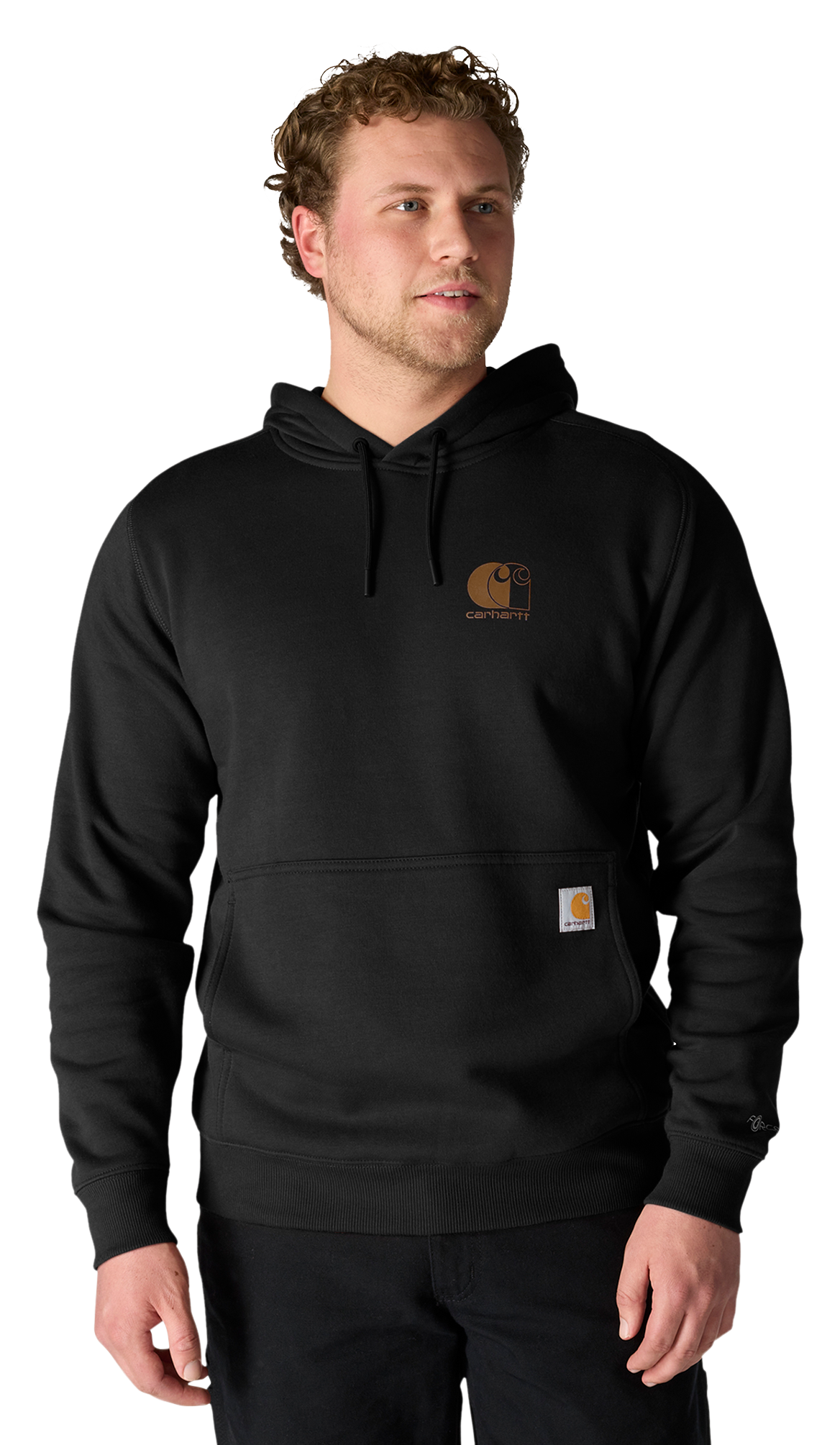 Image of Carhartt Force Logo Hooded Sweatshirt - Black