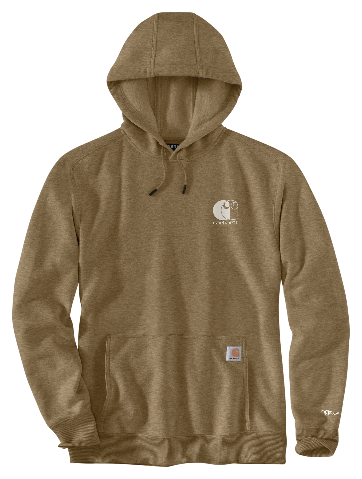 Image of Carhartt Force Logo Hooded Sweatshirt - Night Fatigue Heather