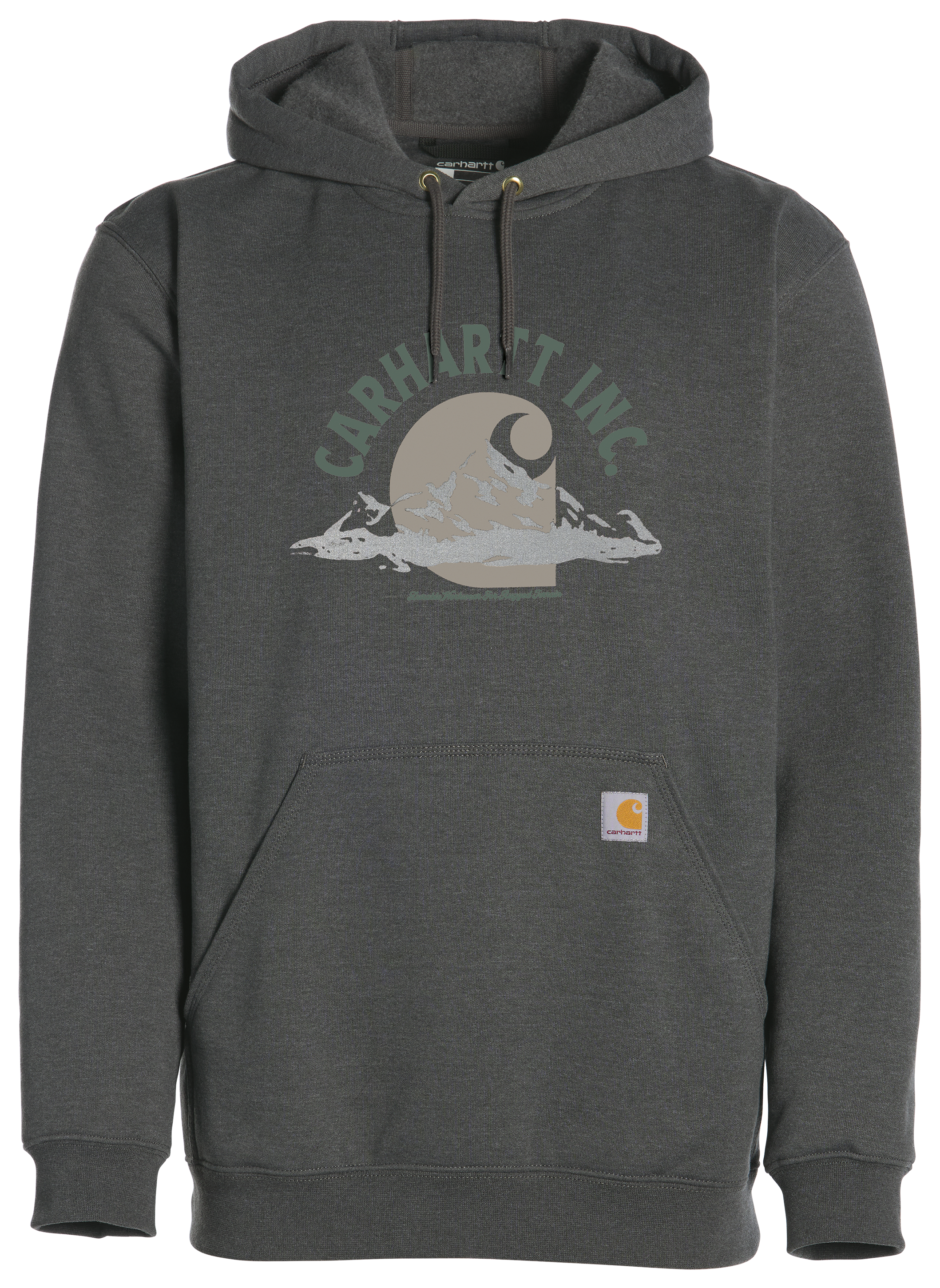 Image of Carhartt Inc. Midweight Graphic Logo Hoodie - Carbon Heather