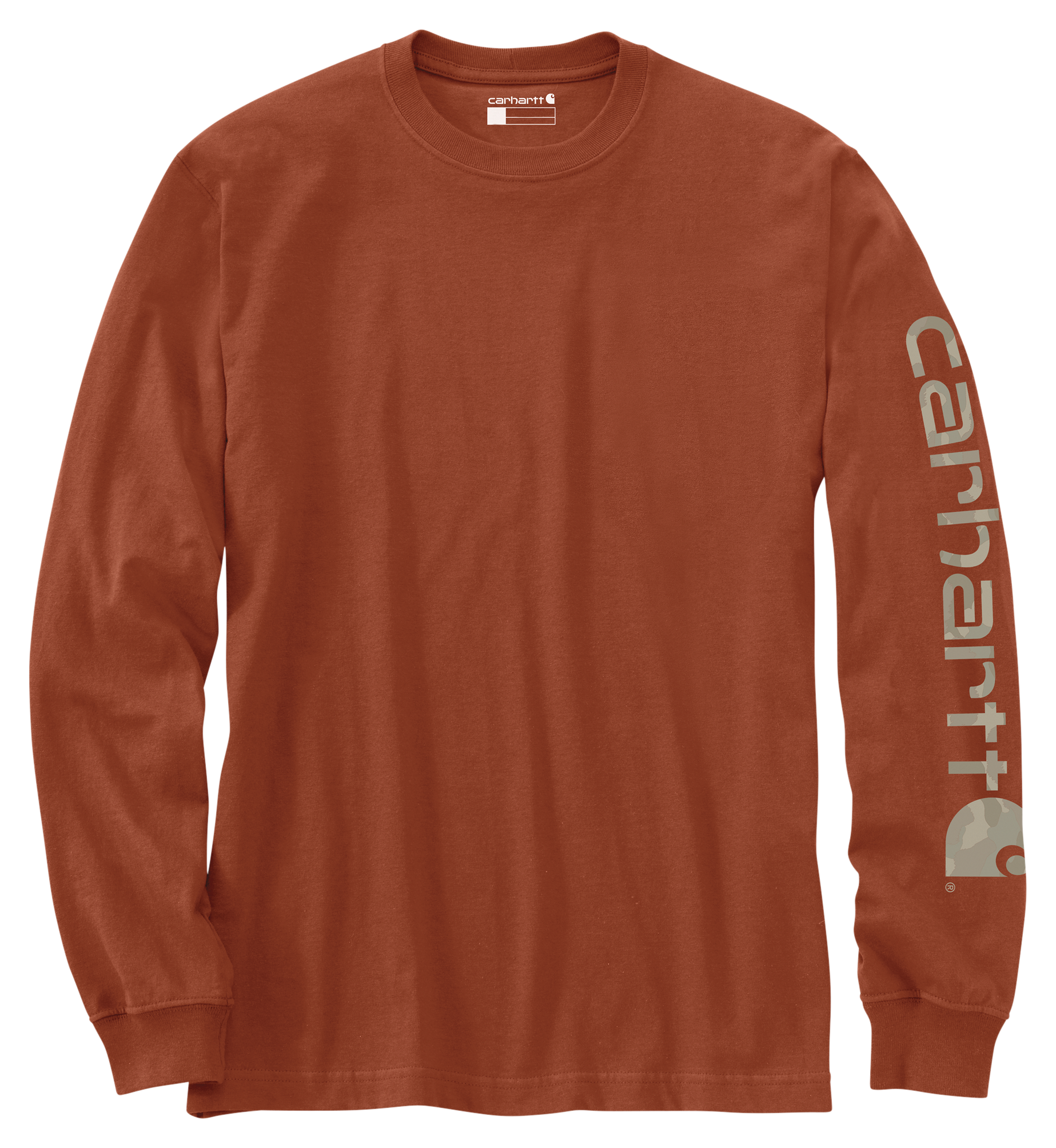 Image of Carhartt Loose-Fit Heavyweight Logo Sleeve Graphic Long-Sleeve T-Shirt - Homestead Red