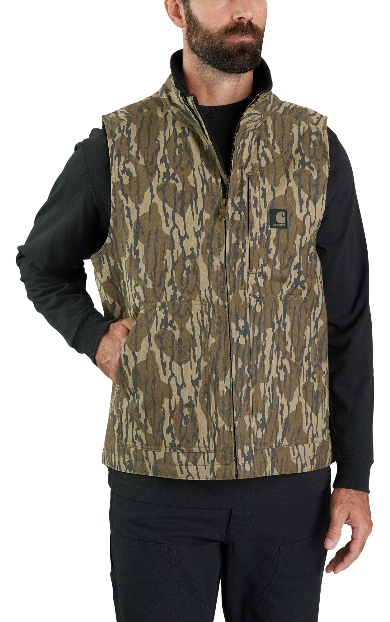 Image of Carhartt Rugged Flex Duck Camo Mock Neck Vest - Mossy Oak Bottomland