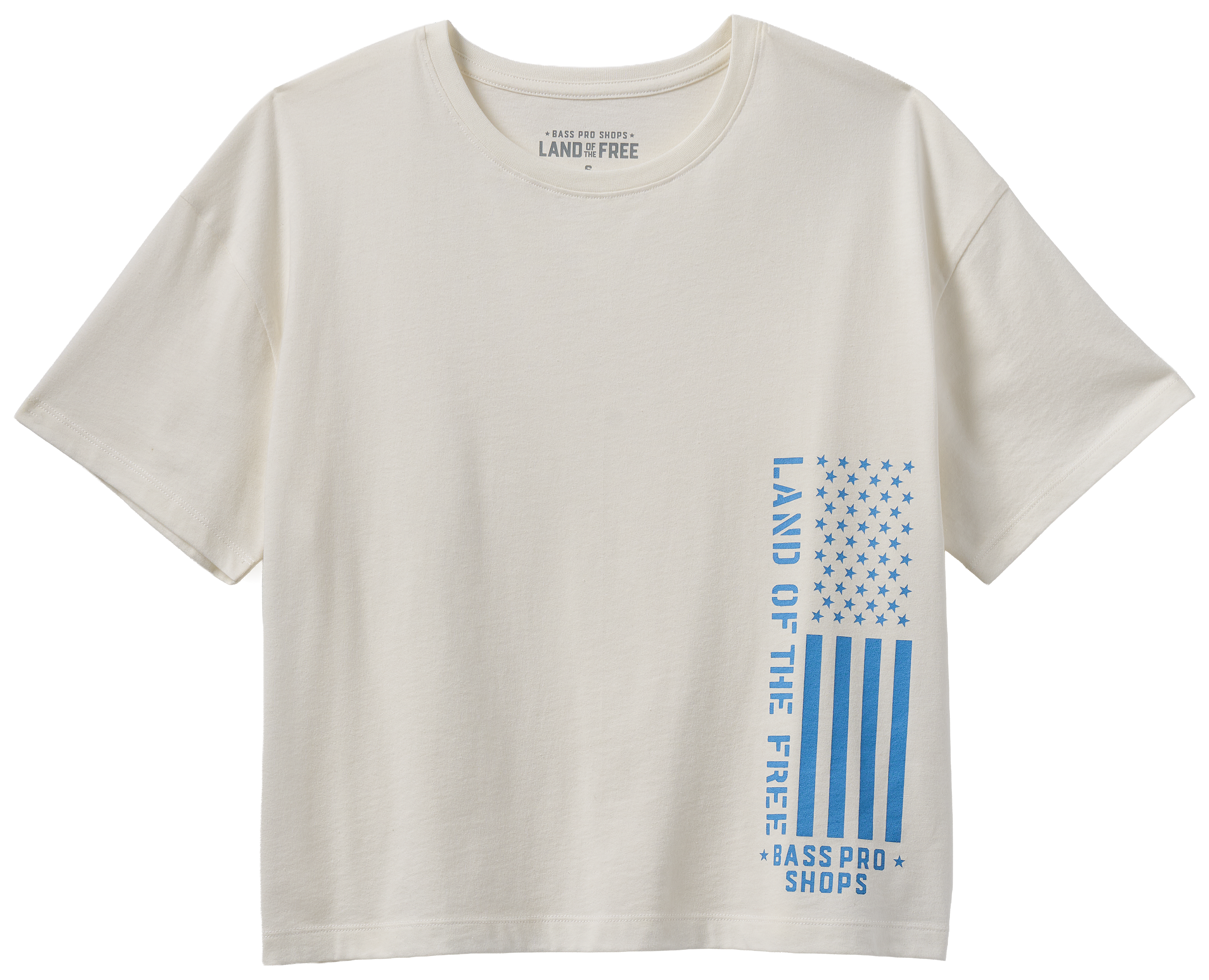 Image of Land of the Free Vertical Logo Short-Sleeve T-Shirt - White