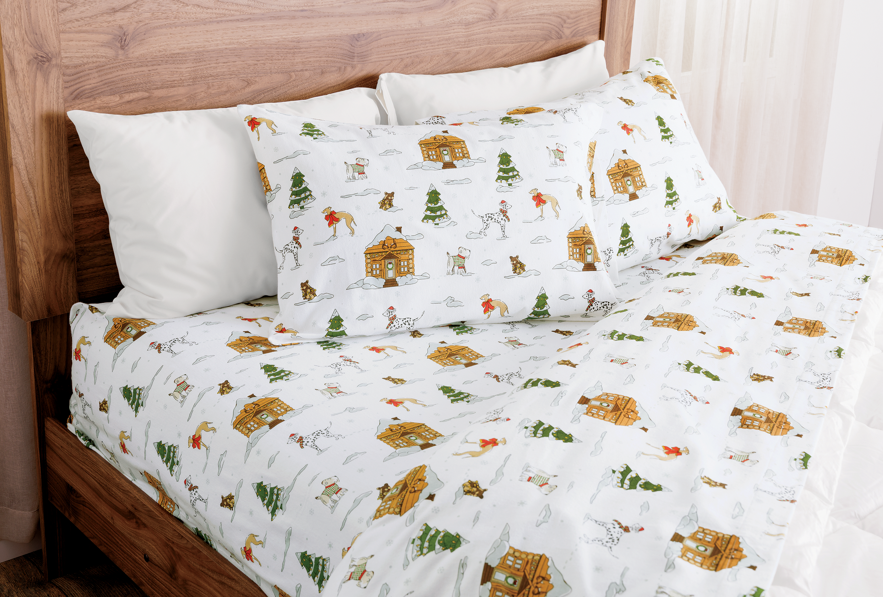 White River Home Christmas Dog Flannel Sheet Set - Full
