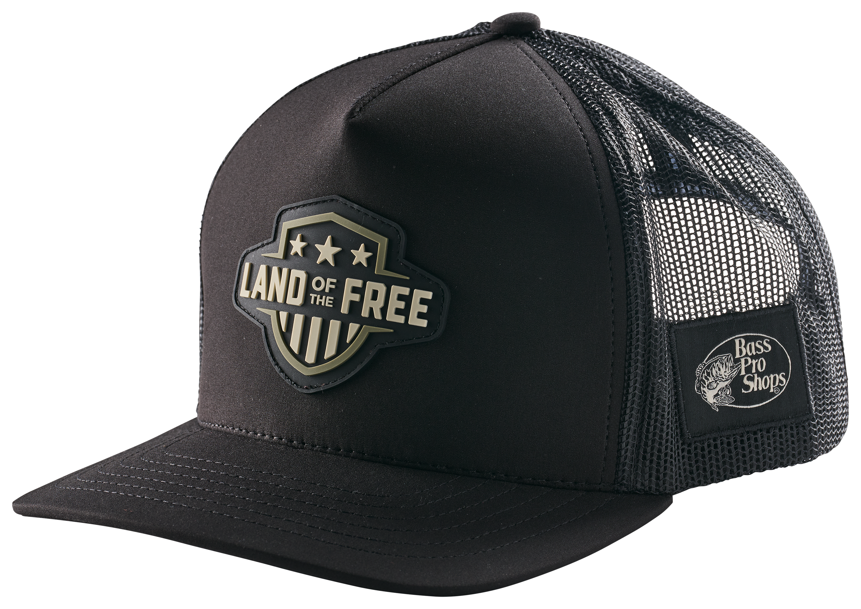 Image of Land of the Free Shield Patch Mesh-Back Cap - Black/Black