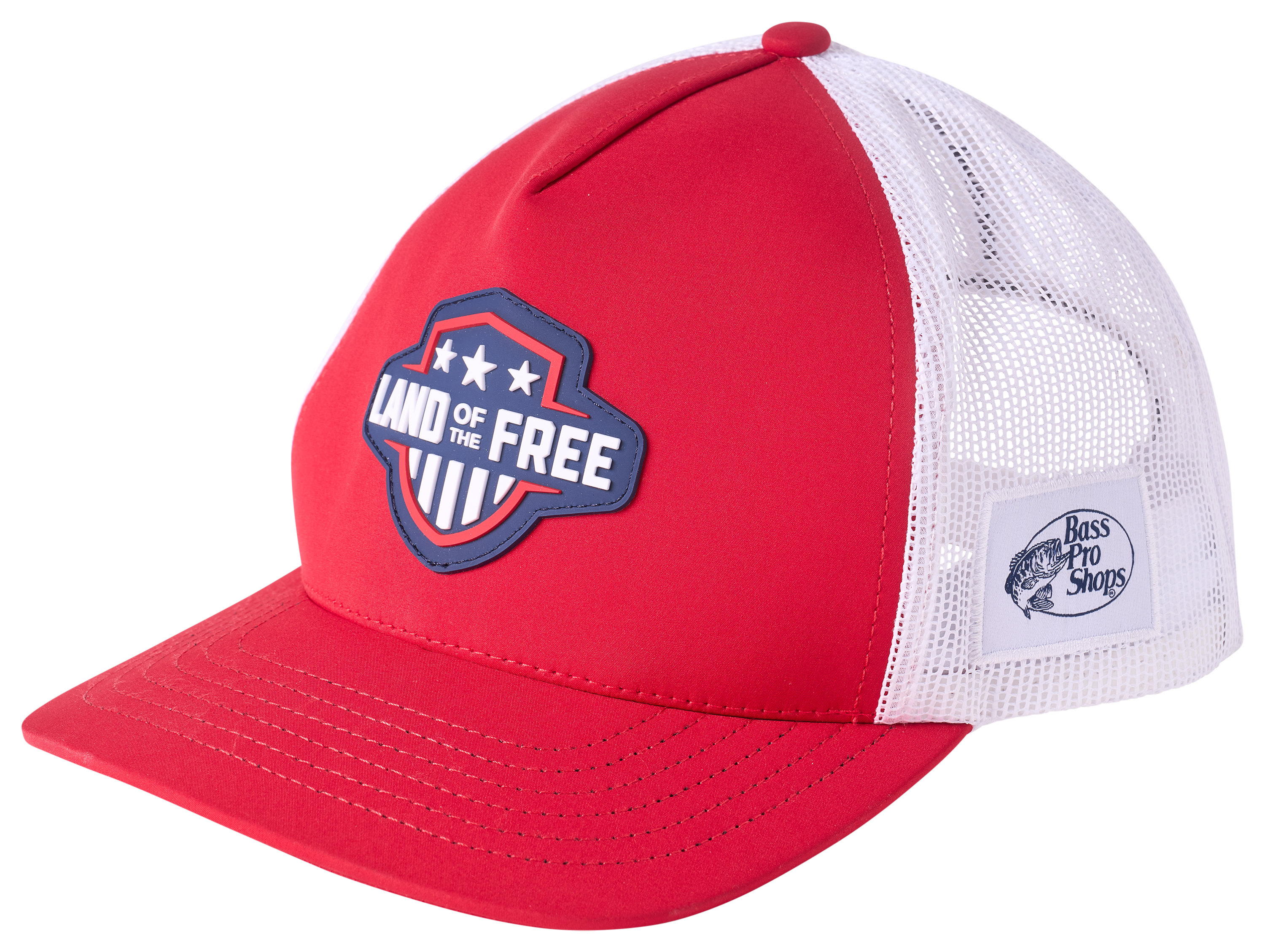 Image of Land of the Free Shield Patch Mesh-Back Cap - Red/White