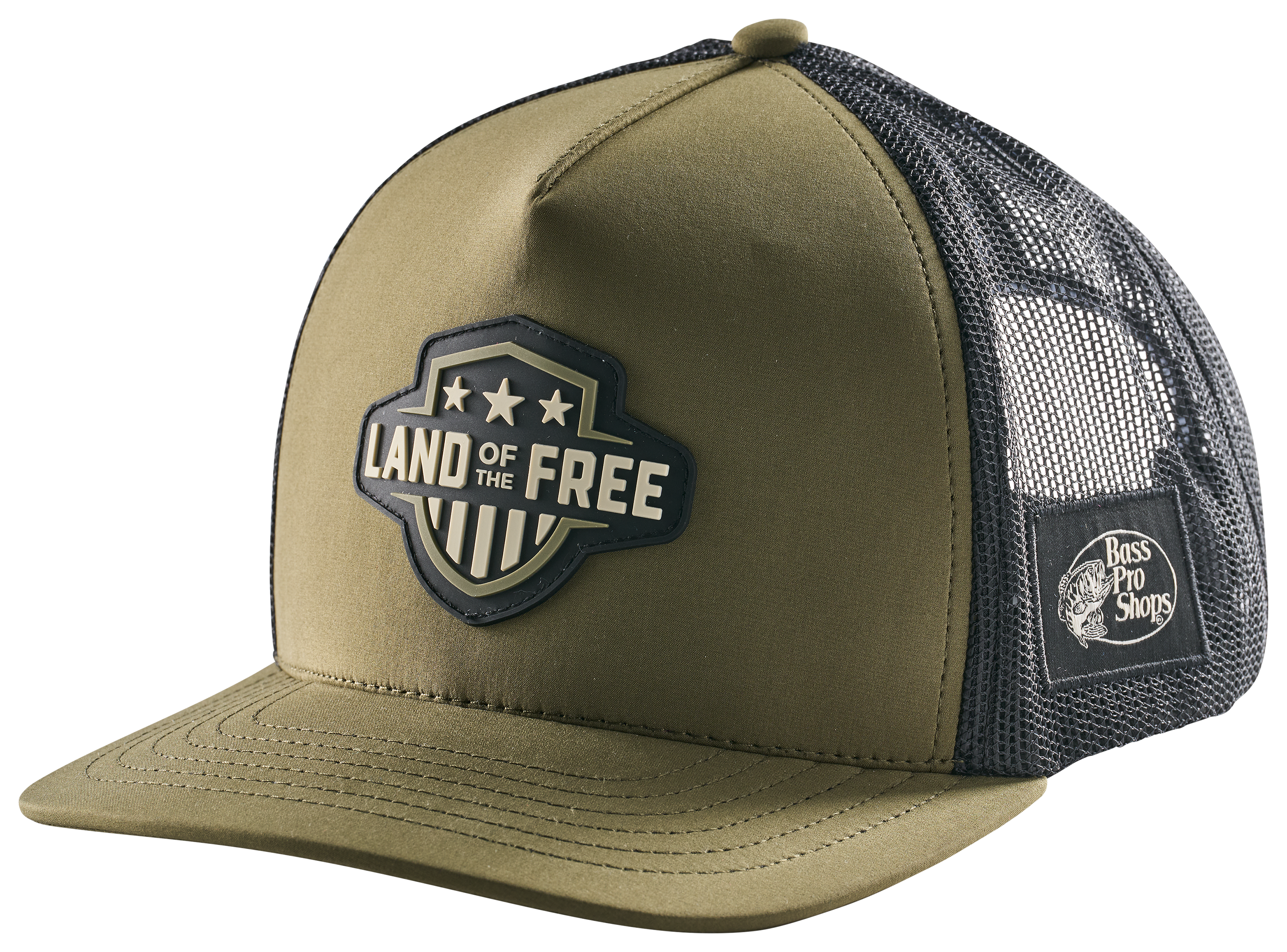 Image of Land of the Free Shield Patch Mesh-Back Cap - Olive/Black