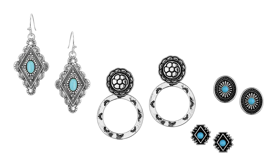 Image of Montana Silversmiths Turquoise Silver-Plated Earring Set