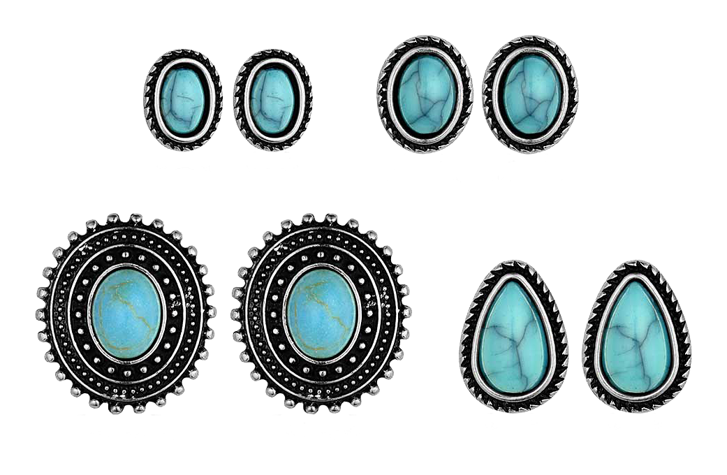 Image of Montana Silversmiths Turquoise Silver-Plated Studs Earring Set