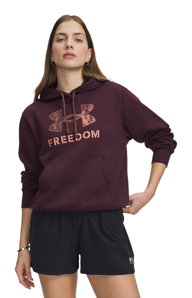 Image of Under Armour Freedom Rival Fleece Hoodie - Ox Blood/Vintage Mocha