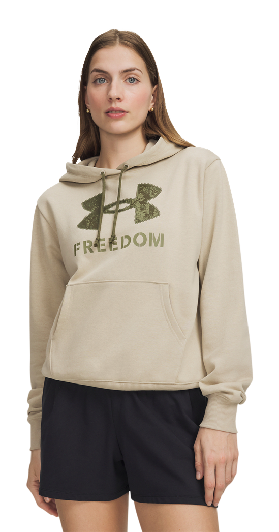 Image of Under Armour Freedom Rival Fleece Hoodie - Desert Sand/Marine OD Green