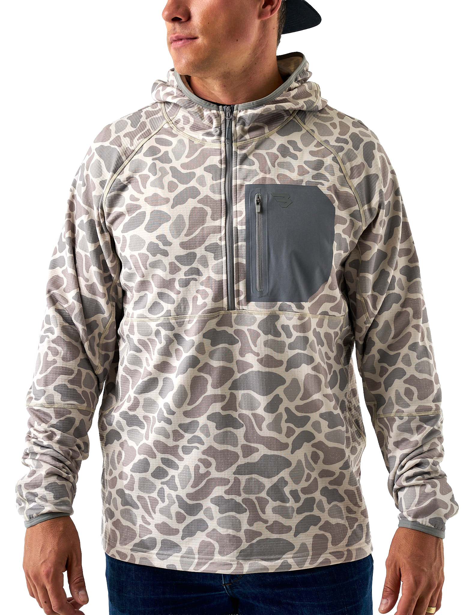 Image of BURLEBO Blaze Tech Quarter-Zip Pullover - Classic Deer Camo