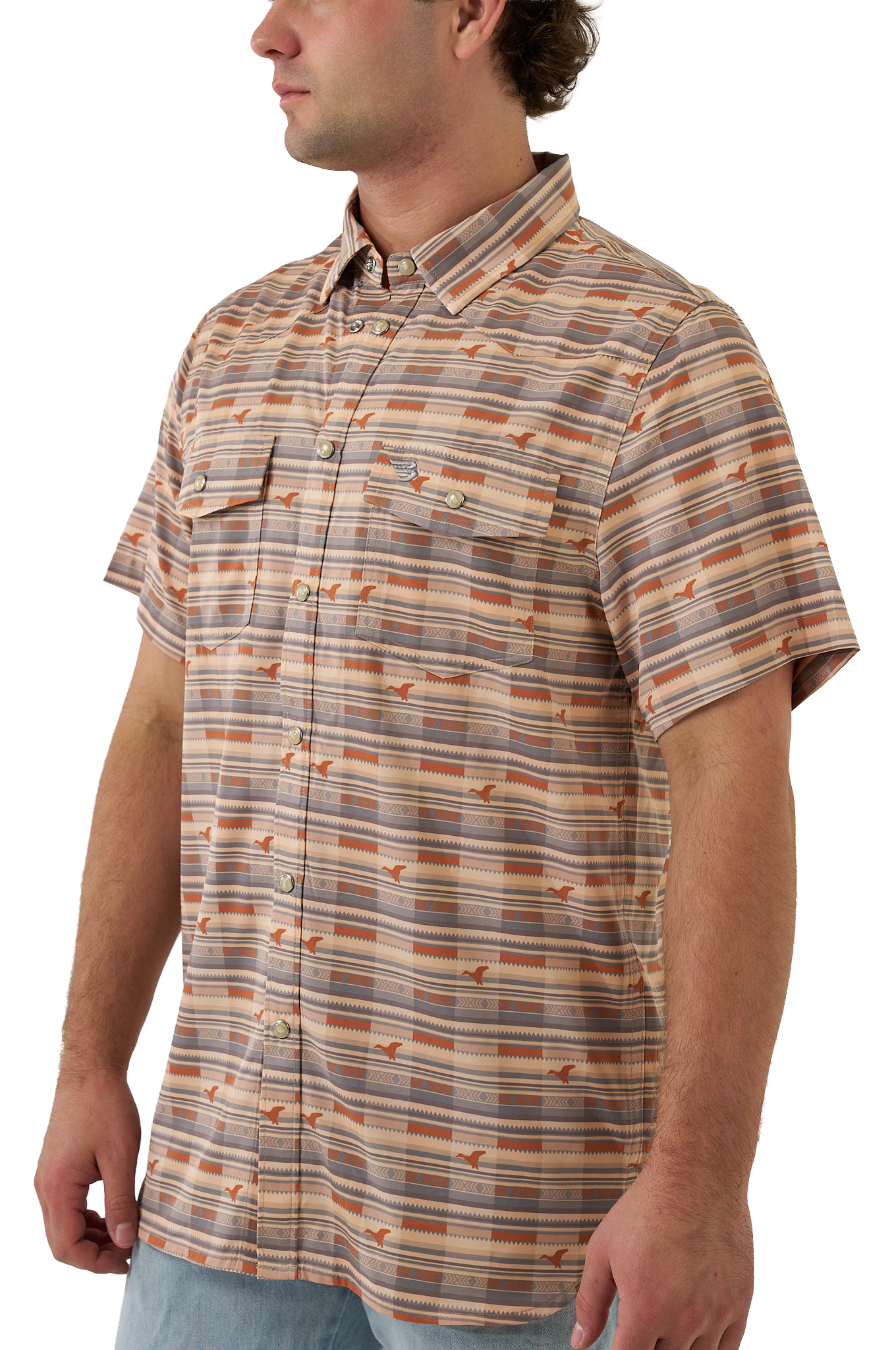 Image of BURLEBO Performance Western Short-Sleeve Button-Down Shirt - Duck Hunter Plaid