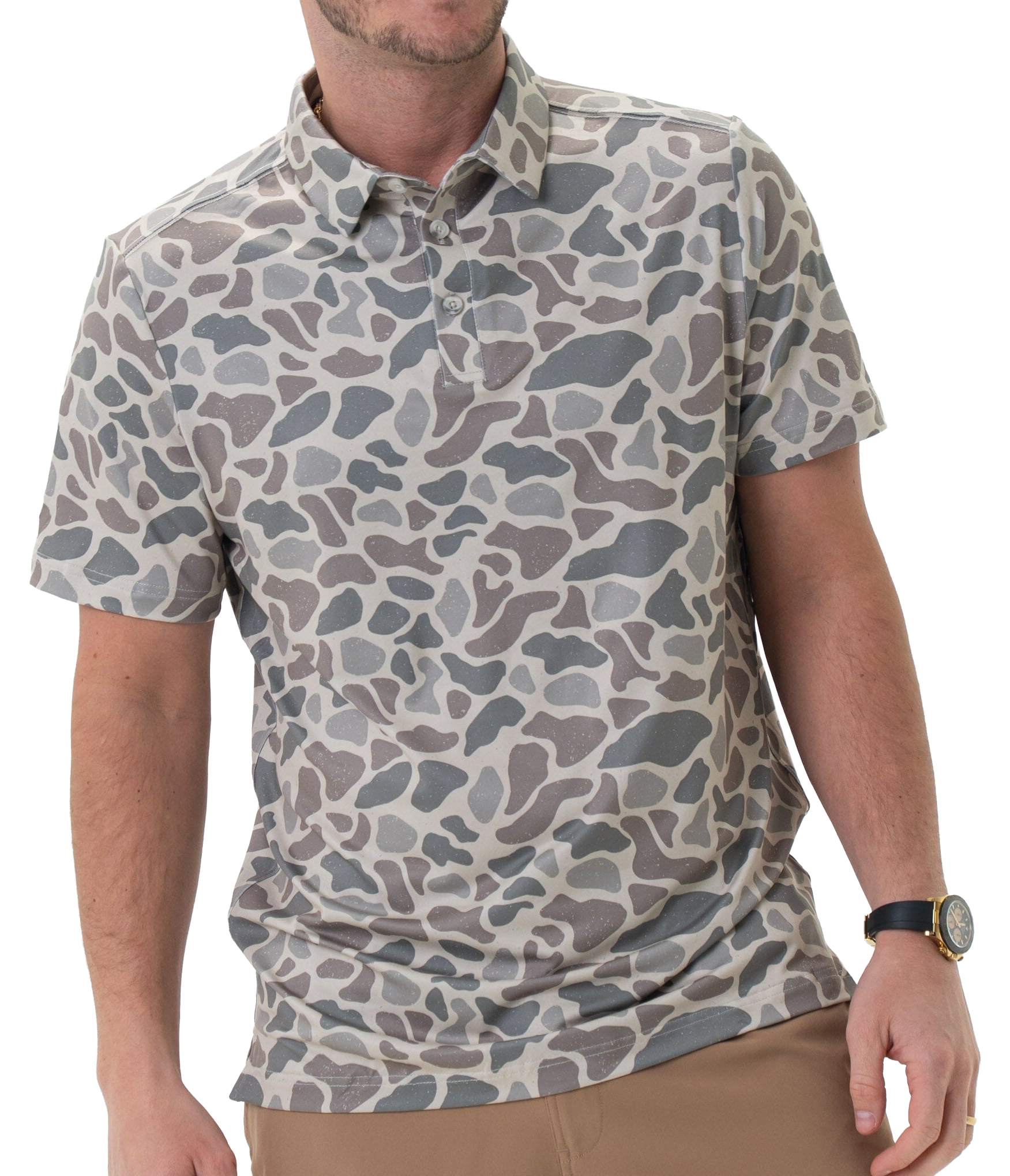 BURLEBO Performance Short-Sleeve Polo - Classic Deer Camo