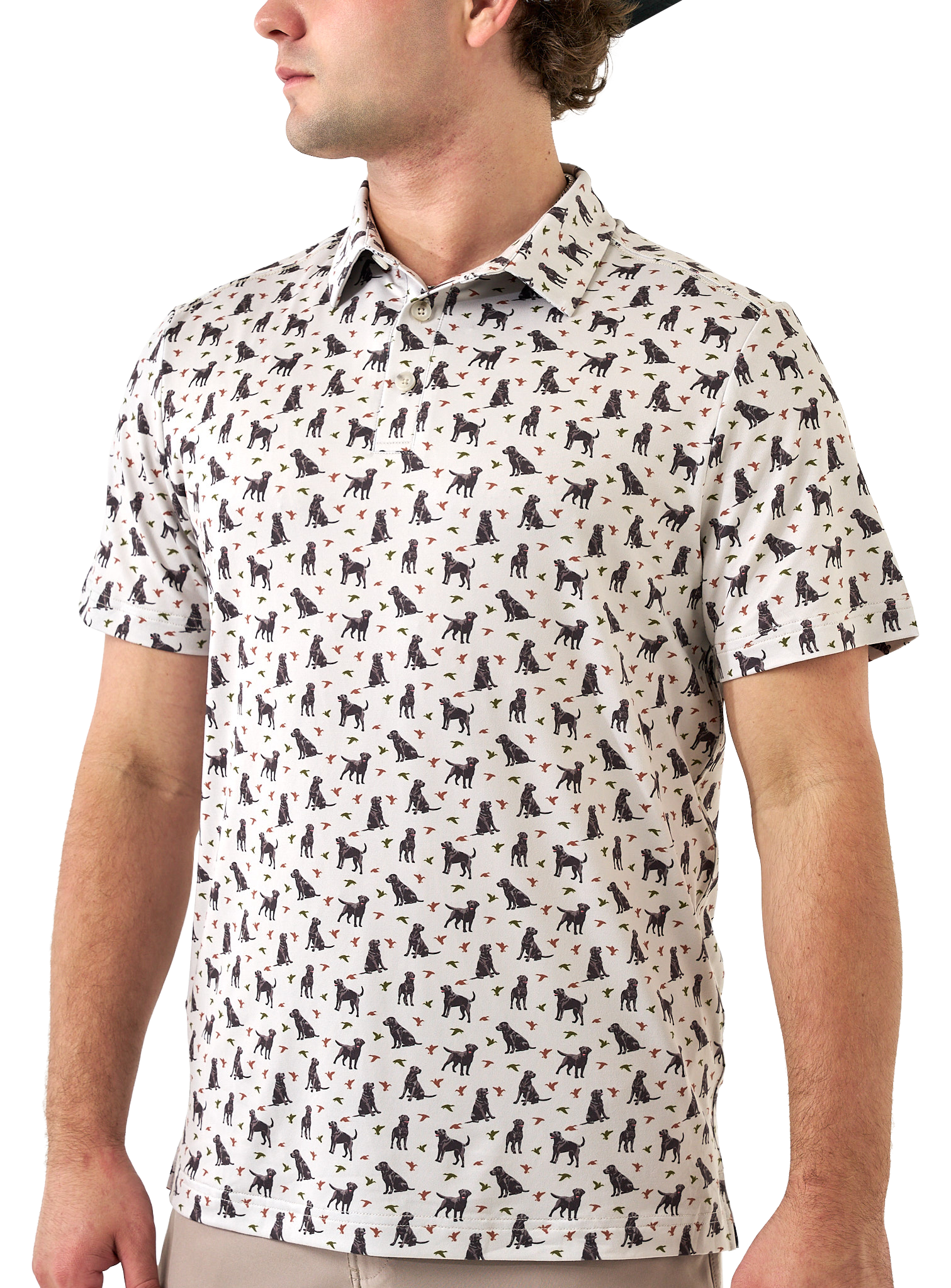 BURLEBO Performance Short-Sleeve Polo - Ducks and Dogs
