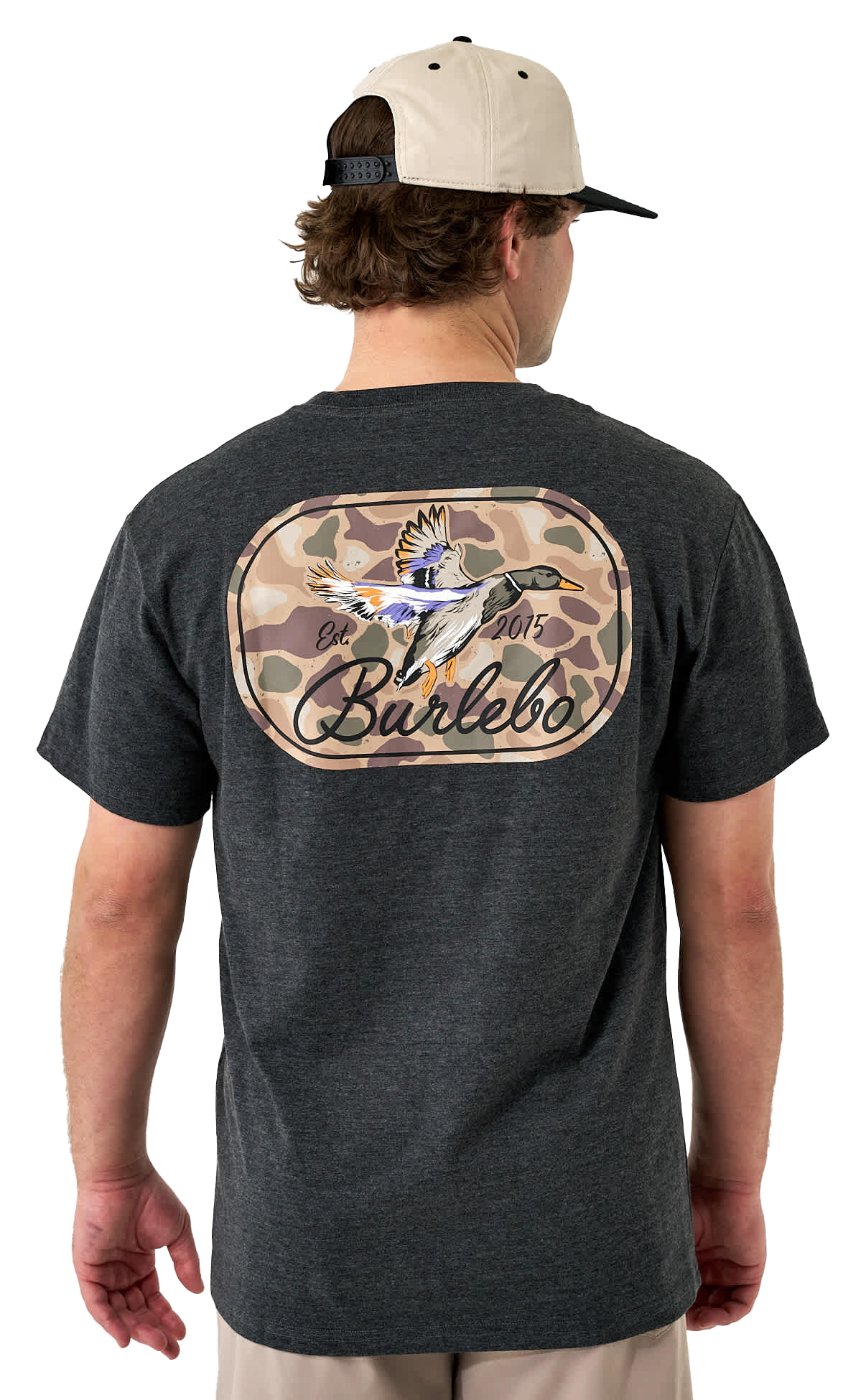 Image of BURLEBO Ducks Flying In Short-Sleeve T-Shirt - Heather Black - L