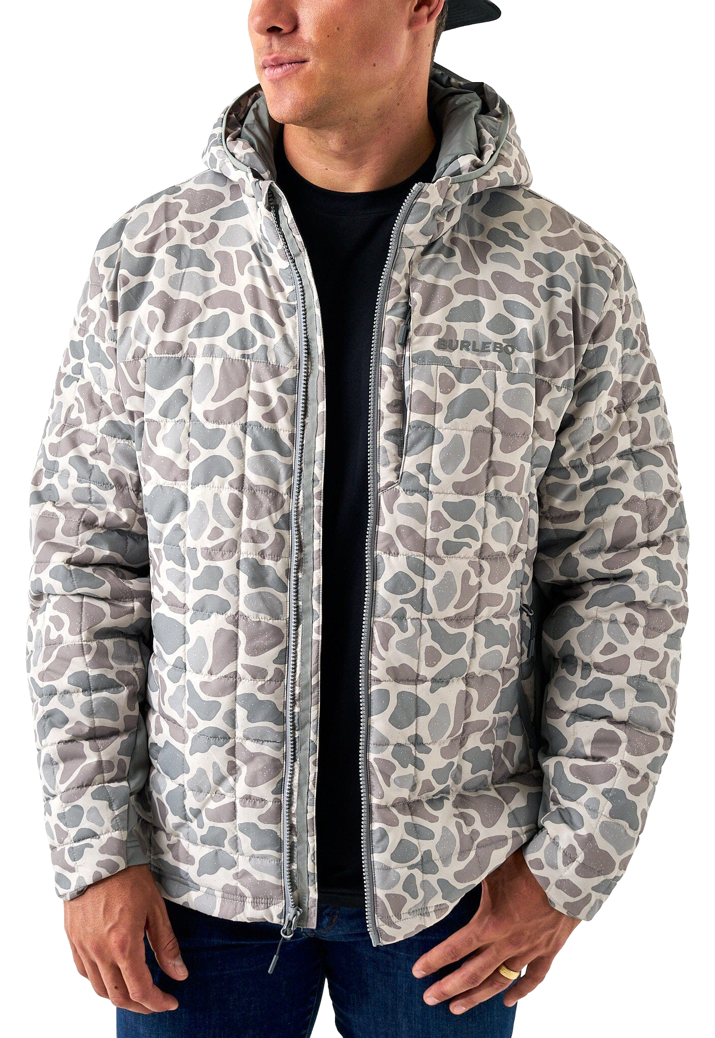 BURLEBO Puffer Jacket - Classic Deer Camo, Size: L (PJACK-CDC-L)