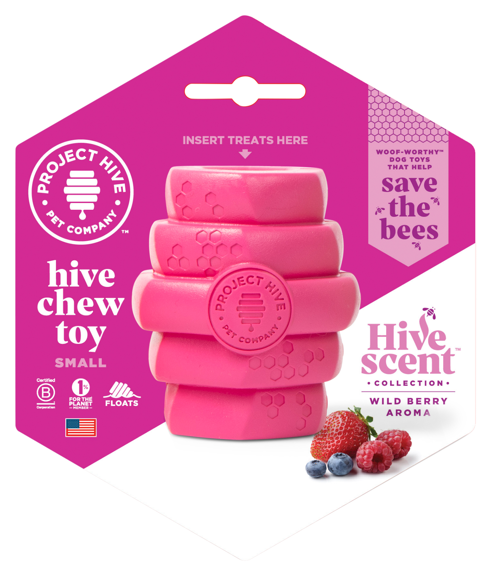 Image of Project Hive Pet Company Wild Berry Scented Hive Chew Toy - Small
