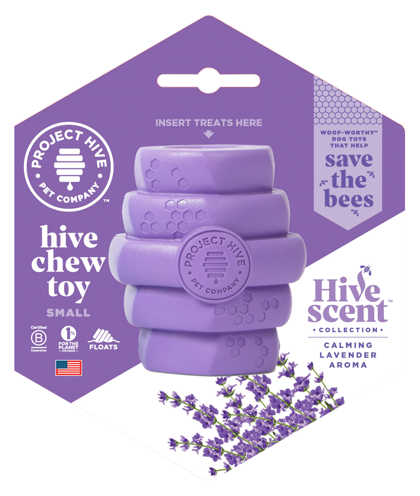 Image of Project Hive Pet Company Calming Lavender Scented Hive Chew Toy - Small
