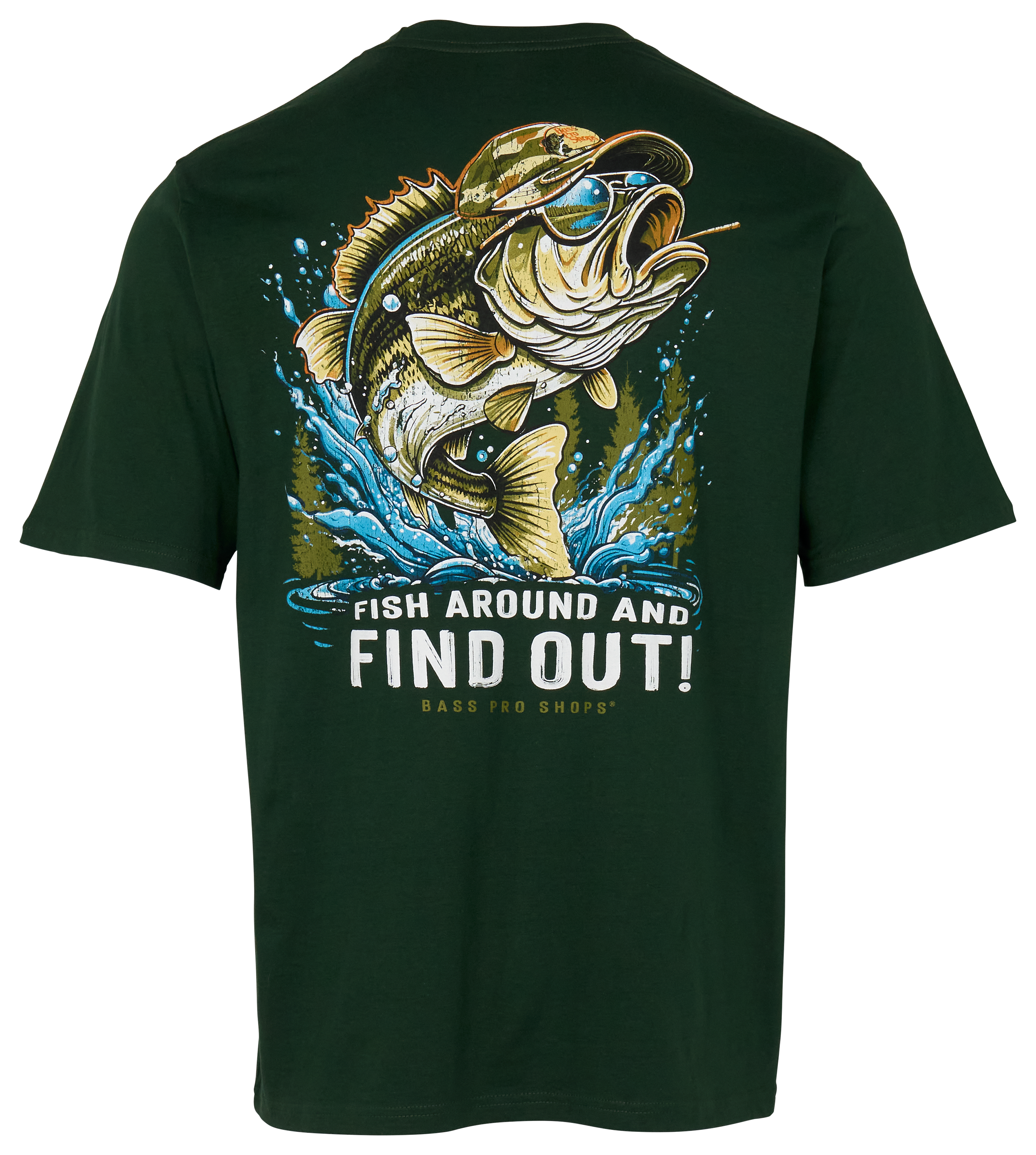 Image of Bass Pro Shops Fish Around and Find Out Graphic Short-Sleeve T-Shirt - Hunter Green