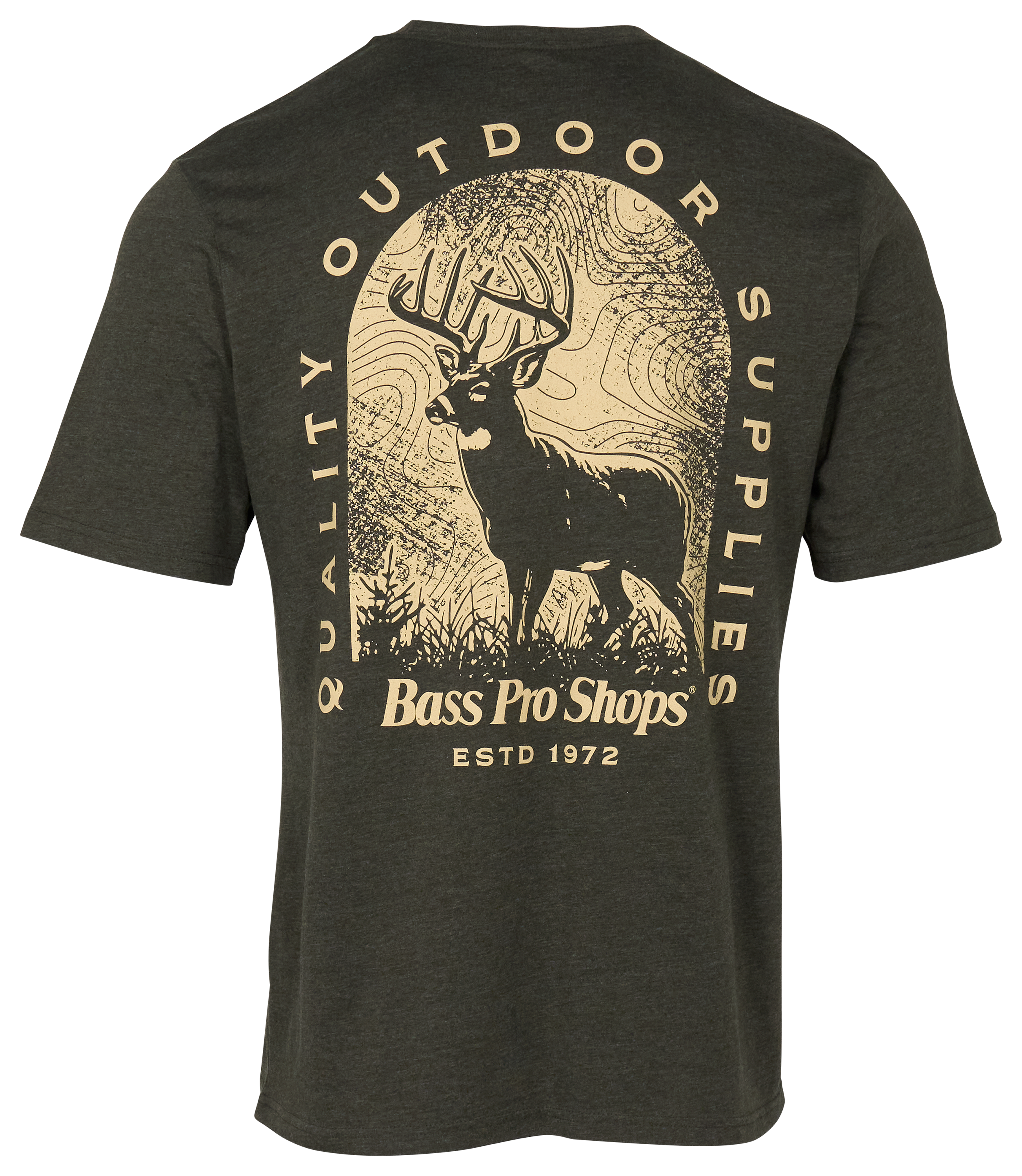 Image of Bass Pro Shops Topo Deer Graphic Short-Sleeve T-Shirt - Olive Heather