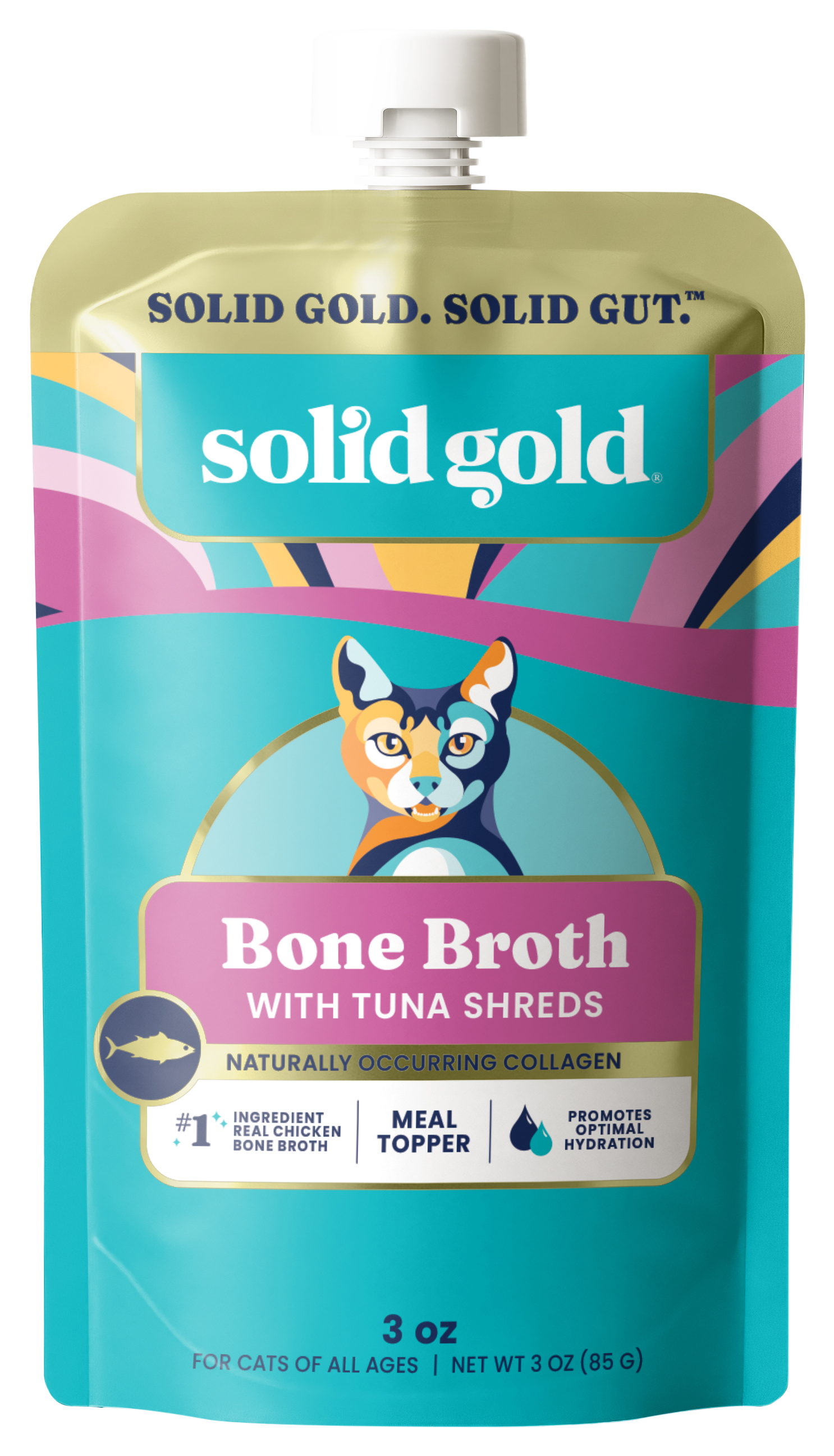 Image of Solid Gold Bone Broth Meal Topper with Tuna Shreds for Cats