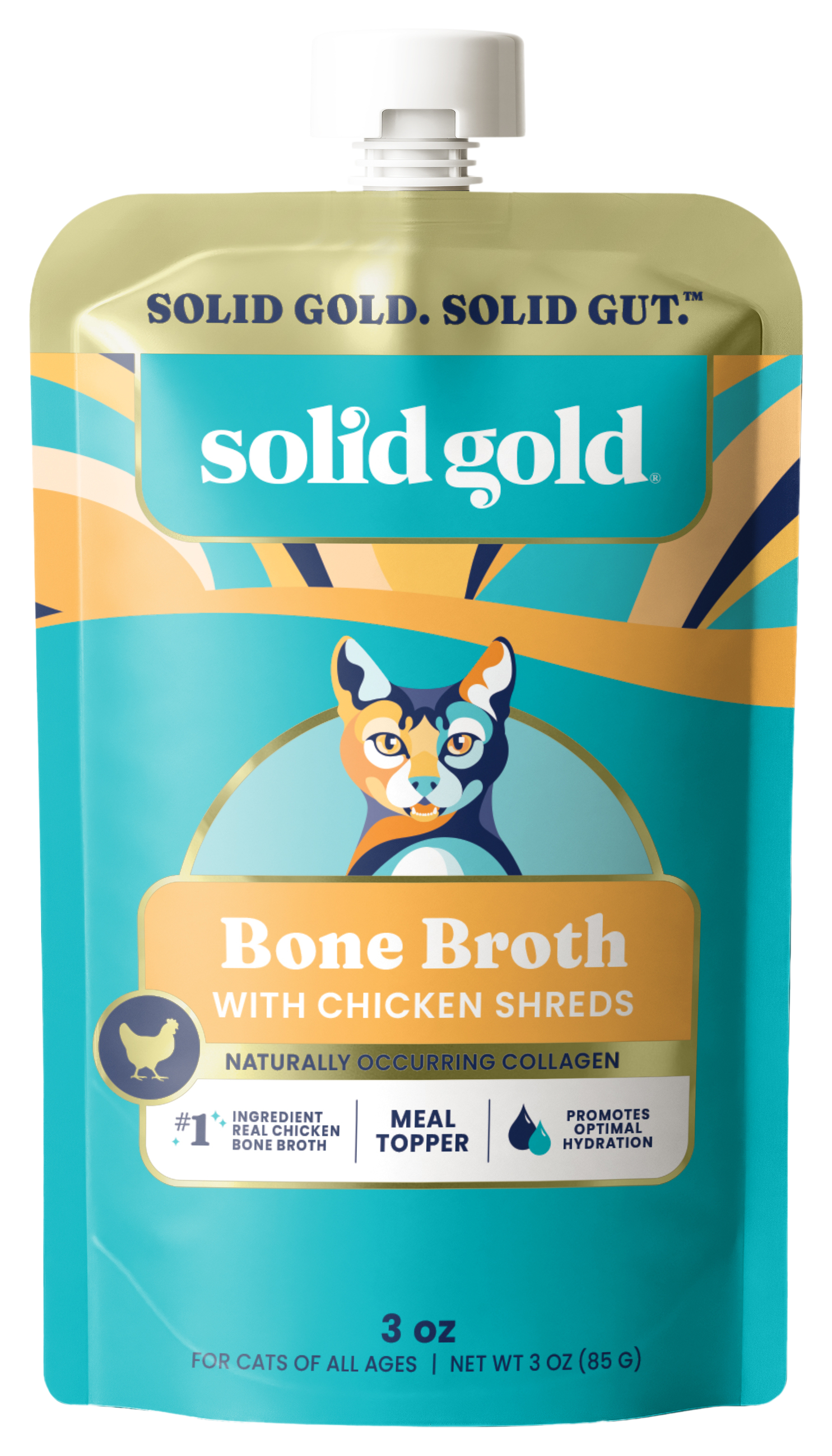 Image of Solid Gold Bone Broth Meal Topper with Chicken Shreds for Cats