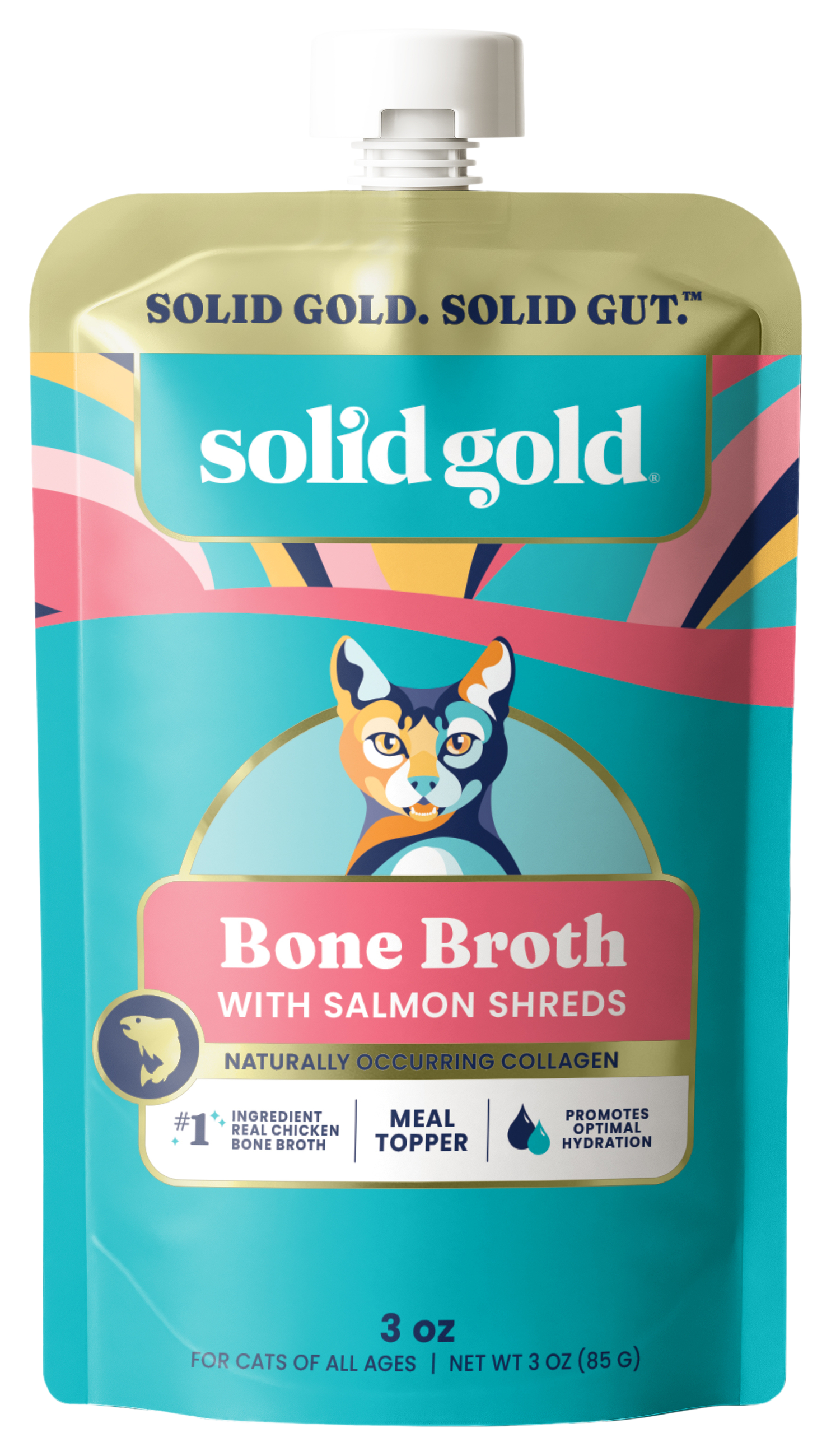 Image of Solid Gold Bone Broth Meal Topper with Salmon Shreds for Cats