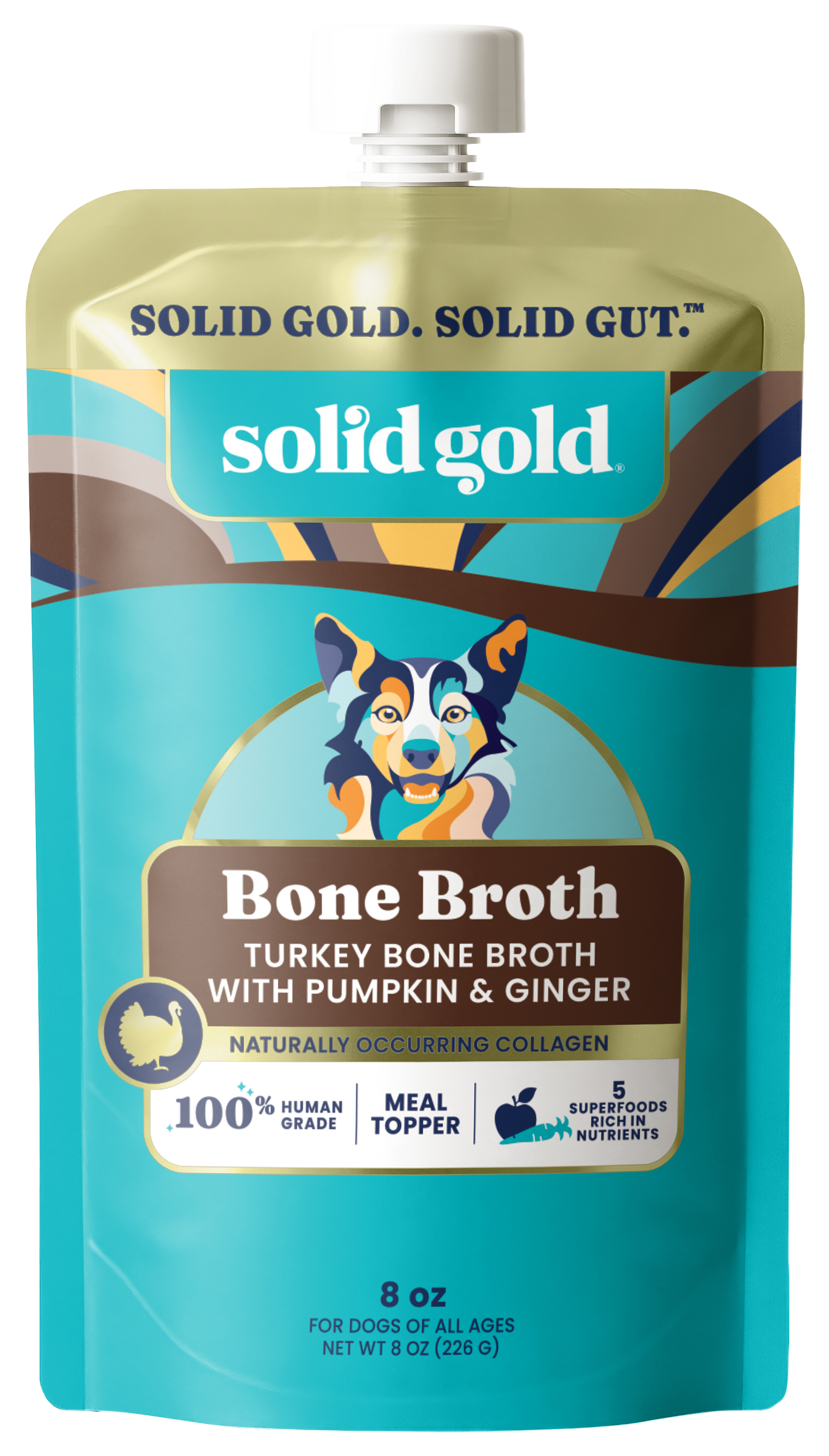 Image of Solid Gold Turkey Bone Broth Meal Topper with Pumpkin and Ginger for Dogs