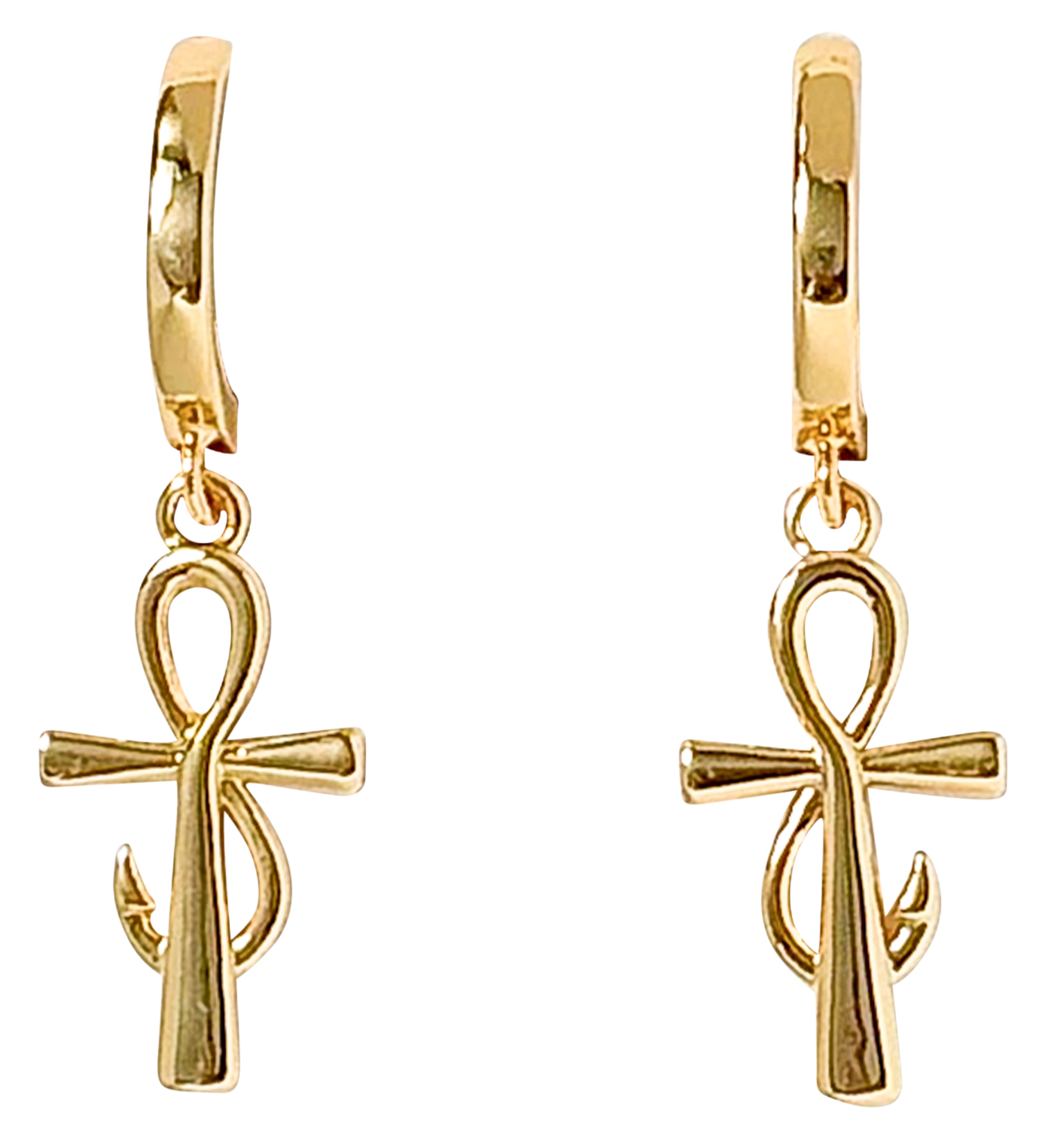 Image of Amanda Blu Shepard's Cross and Hook Gold Earrings