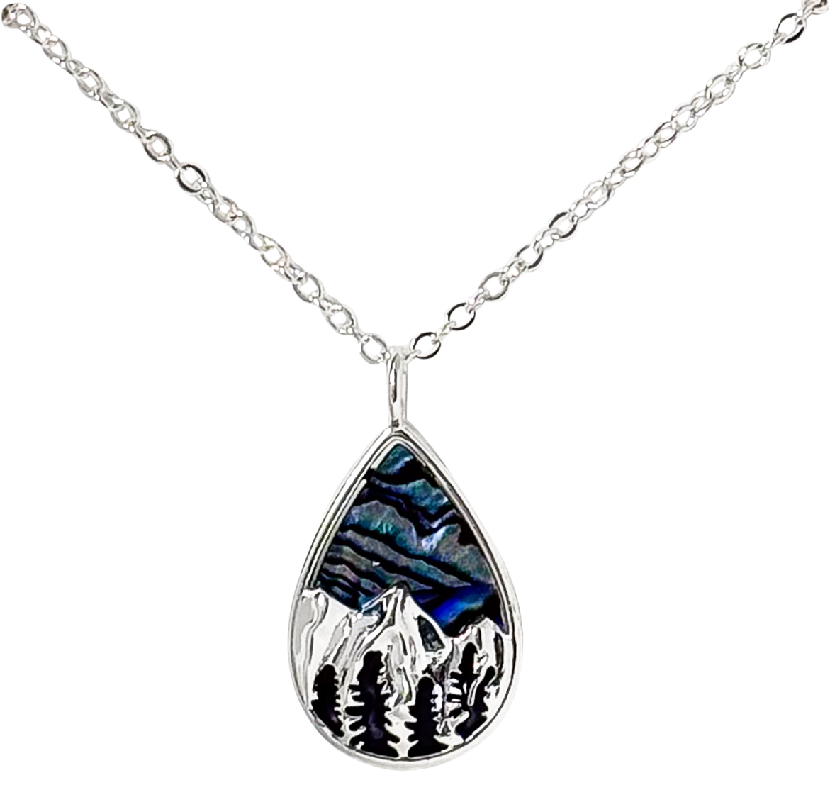 AMANDA BLU Abalone Mountain Scene Silver Necklace