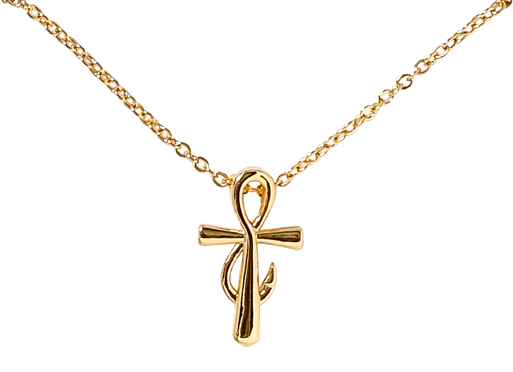 AMANDA BLU Shepherd's Cross and Hook Gold Necklace
