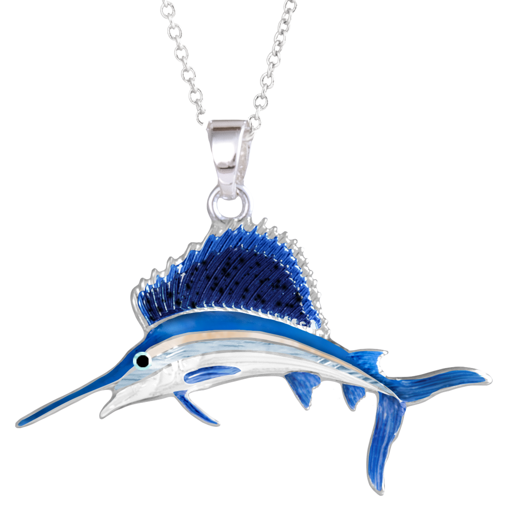 AMANDA BLU Enamel Sailfish Silver Necklace