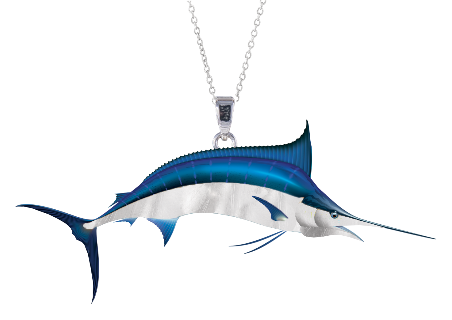 Image of Amanda Blu Blue Marlin Enamel Silver Necklace