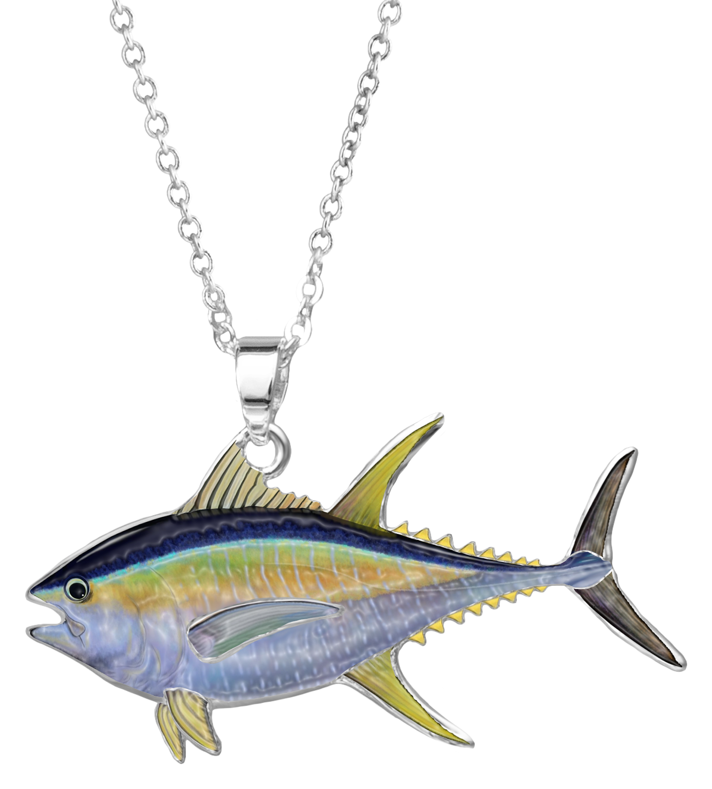 AMANDA BLU Enamel Tuna Silver Necklace