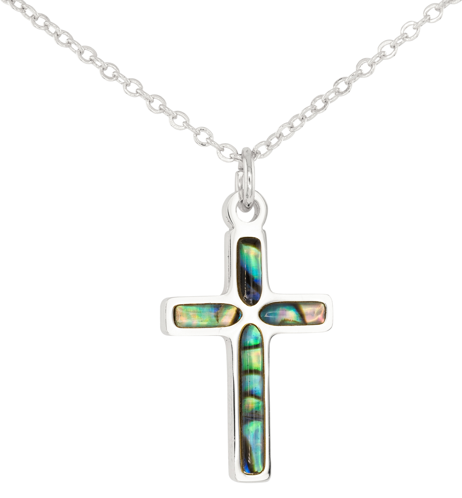 AMANDA BLU Abalone Blue Cross Silver Necklace