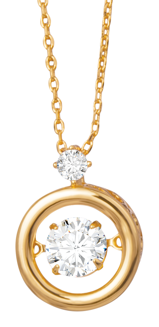Image of Amanda Blu Round Flutter Cubic Zirconia Gold Necklace