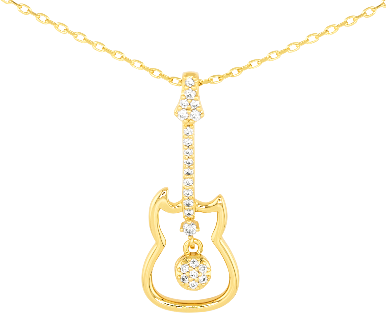 AMANDA BLU Guitar Cubic Zirconia Gold Necklace