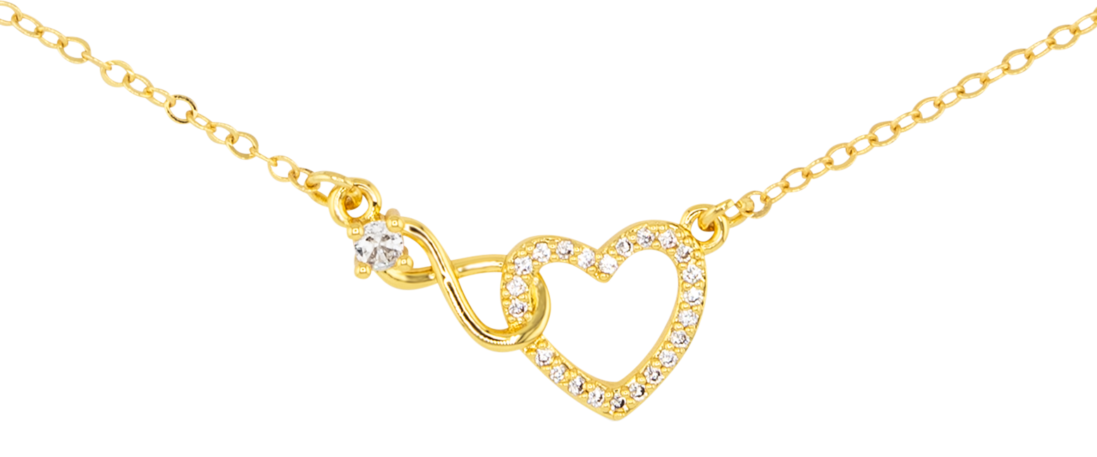 AMANDA BLU Heart and Infinity Cubic Zirconia Gold Necklace