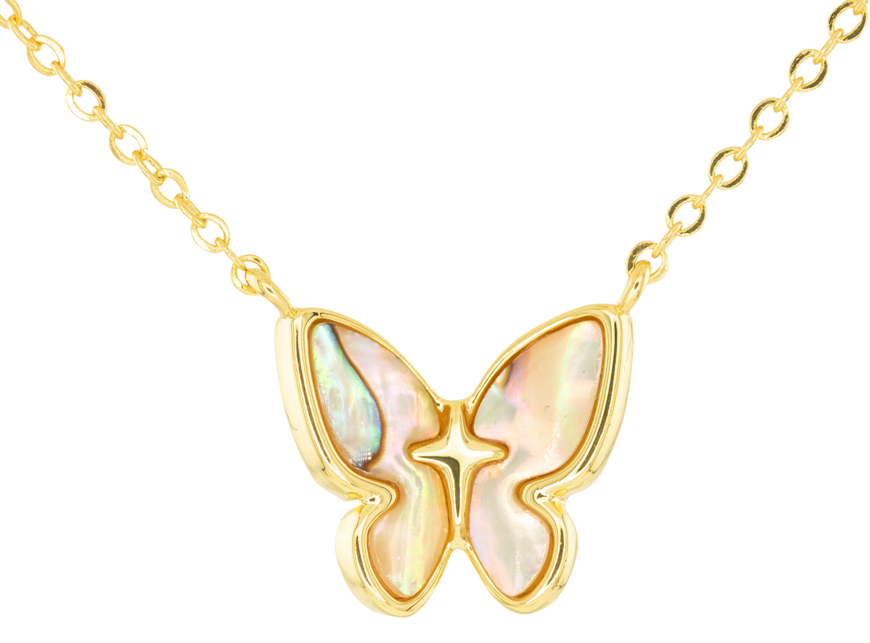 Image of Amanda Blu Abalone Tan Butterfly Gold Necklace