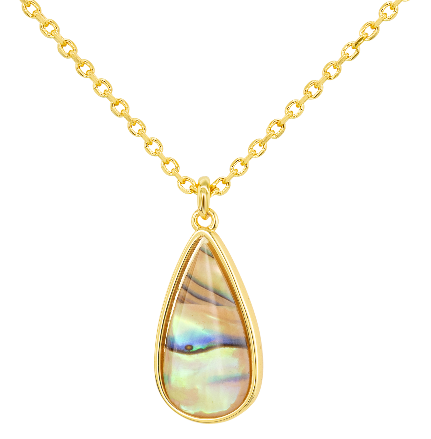 Image of Amanda Blu Abalone Tan Teardrop Gold Necklace