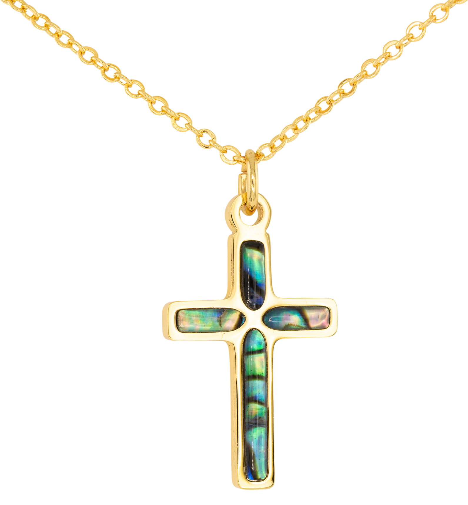 Image of Amanda Blu Abalone Blue Cross Gold Necklace