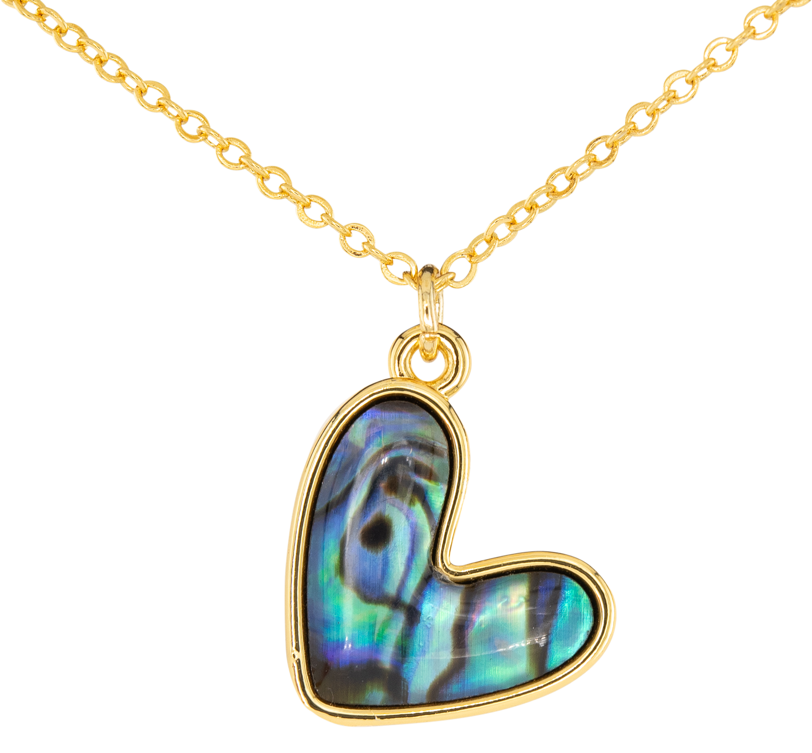 AMANDA BLU Abalone Blue Heart Gold Necklace