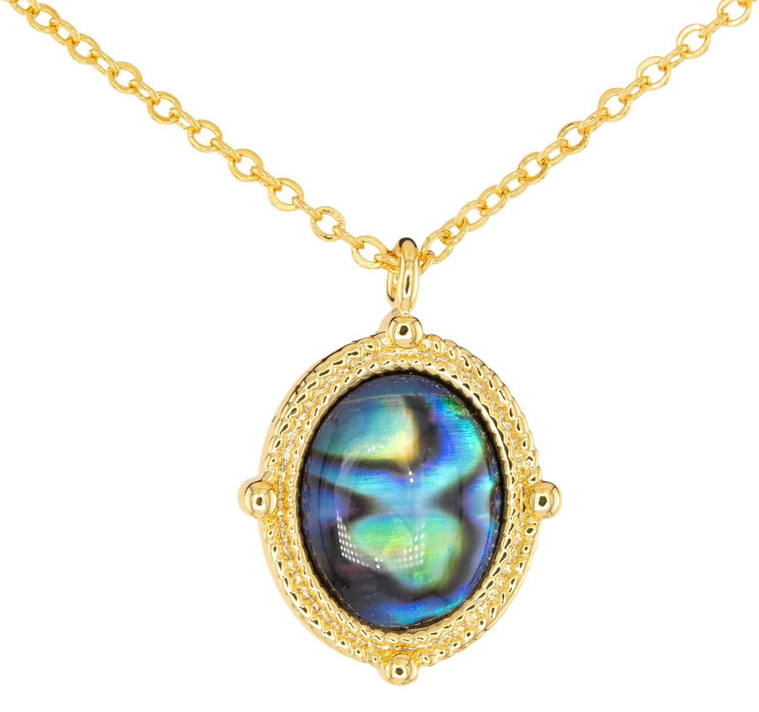 AMANDA BLU Abalone Blue Compass Gold Necklace