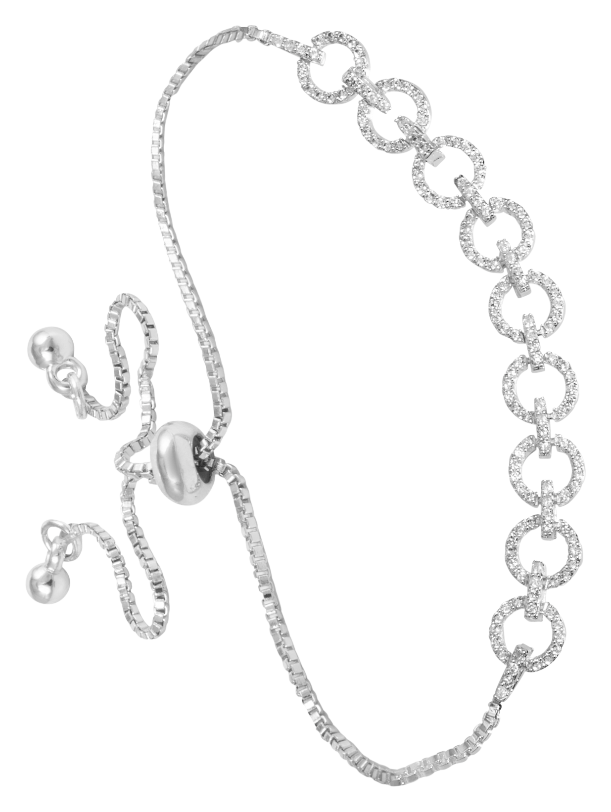 Image of Amanda Blu Circle Chain Cubic Zirconia Silver Bracelet