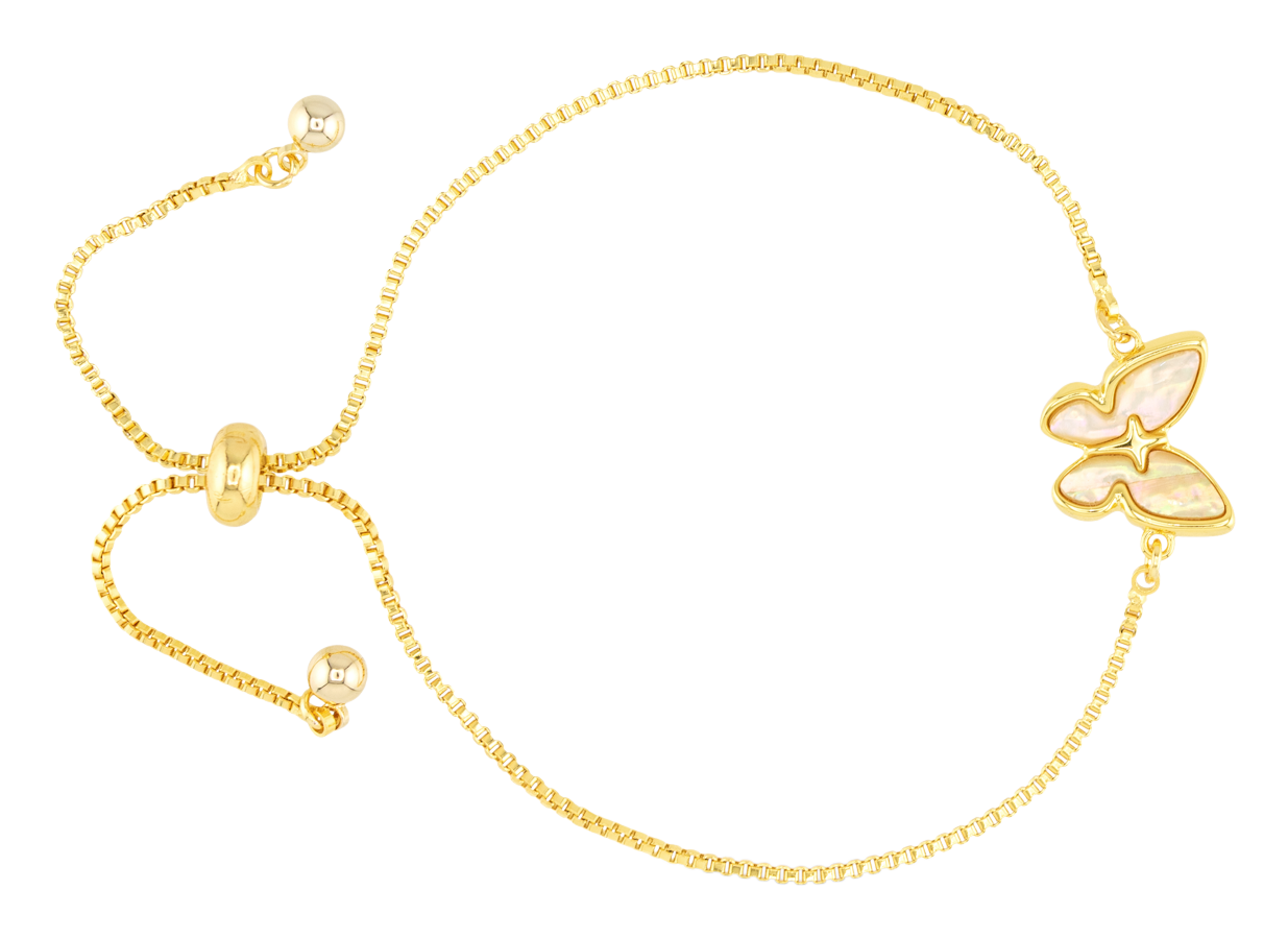 Image of Amanda Blu Abalone Tan Butterfly Gold Bracelet