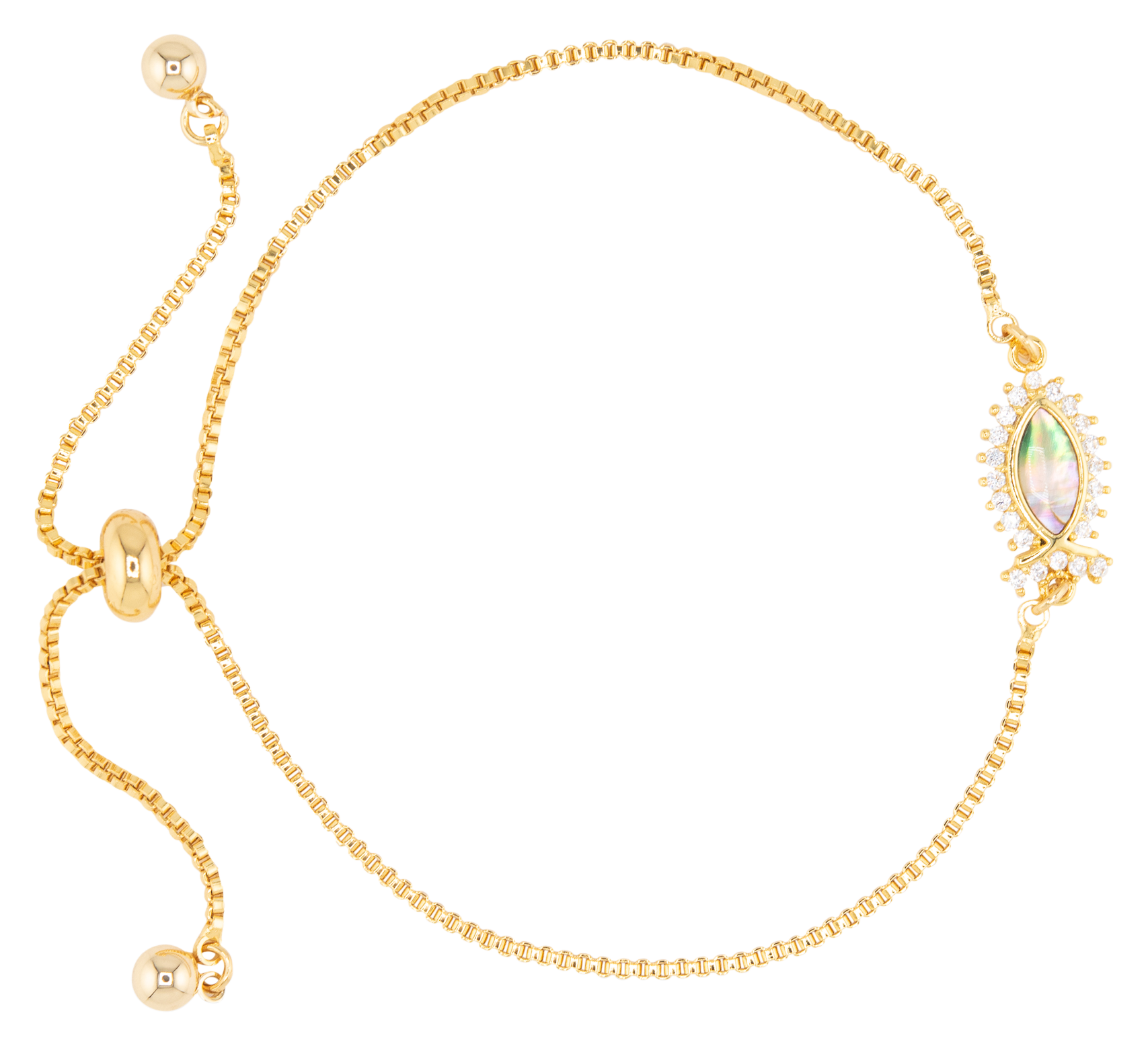 Image of Amanda Blu Abalone Tan Fish Cubic Zirconia Gold Bracelet